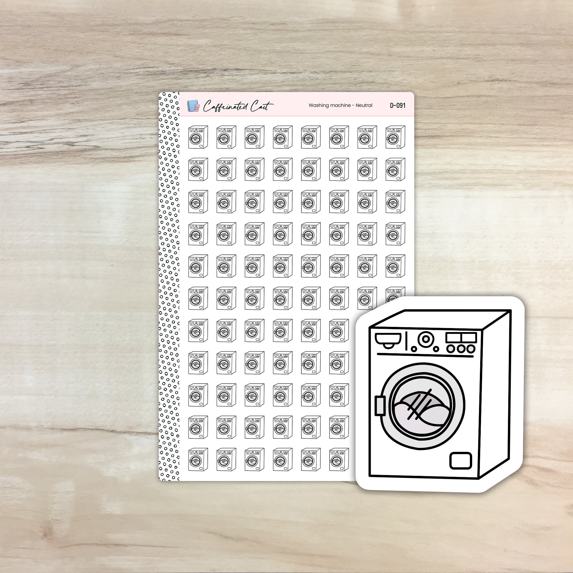 Washing Machine Doodle Icon Stickers - Neutral Colorway [ D-091 ]