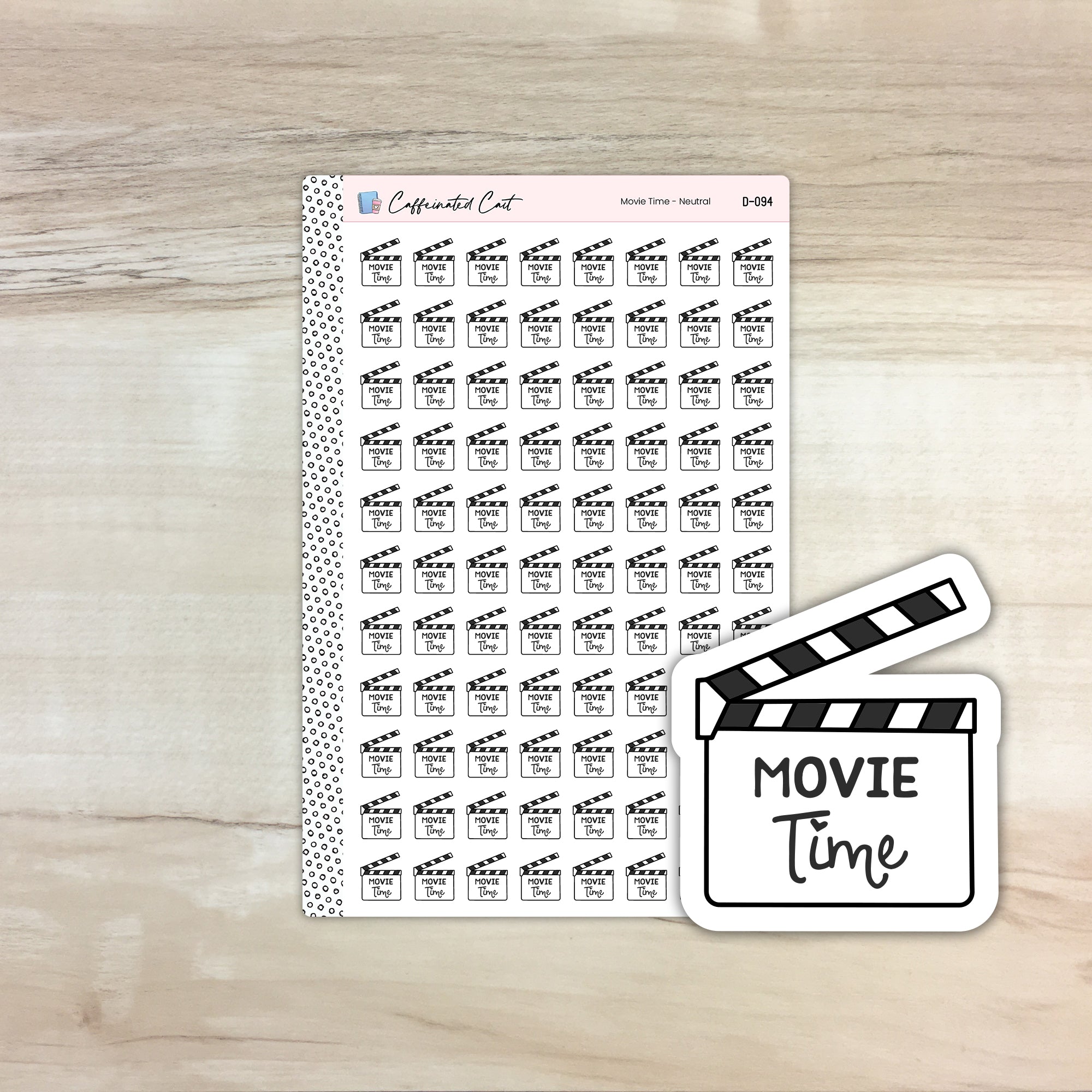 Movie Time Doodle Icon Stickers - Neutral Colorway [ D-094 ]