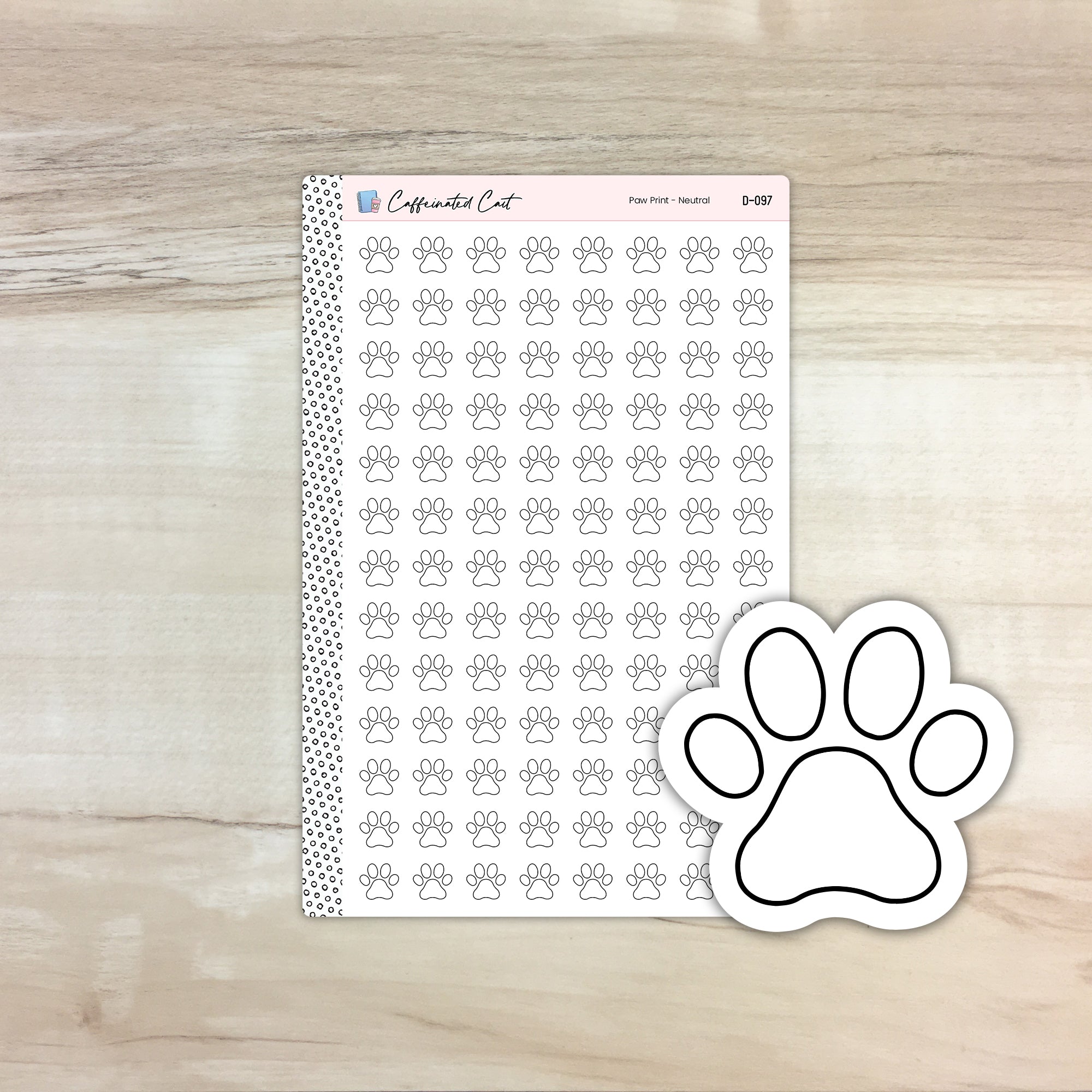 Paw Print Doodle Icon Stickers - Neutral Colorway [ D-097 ]