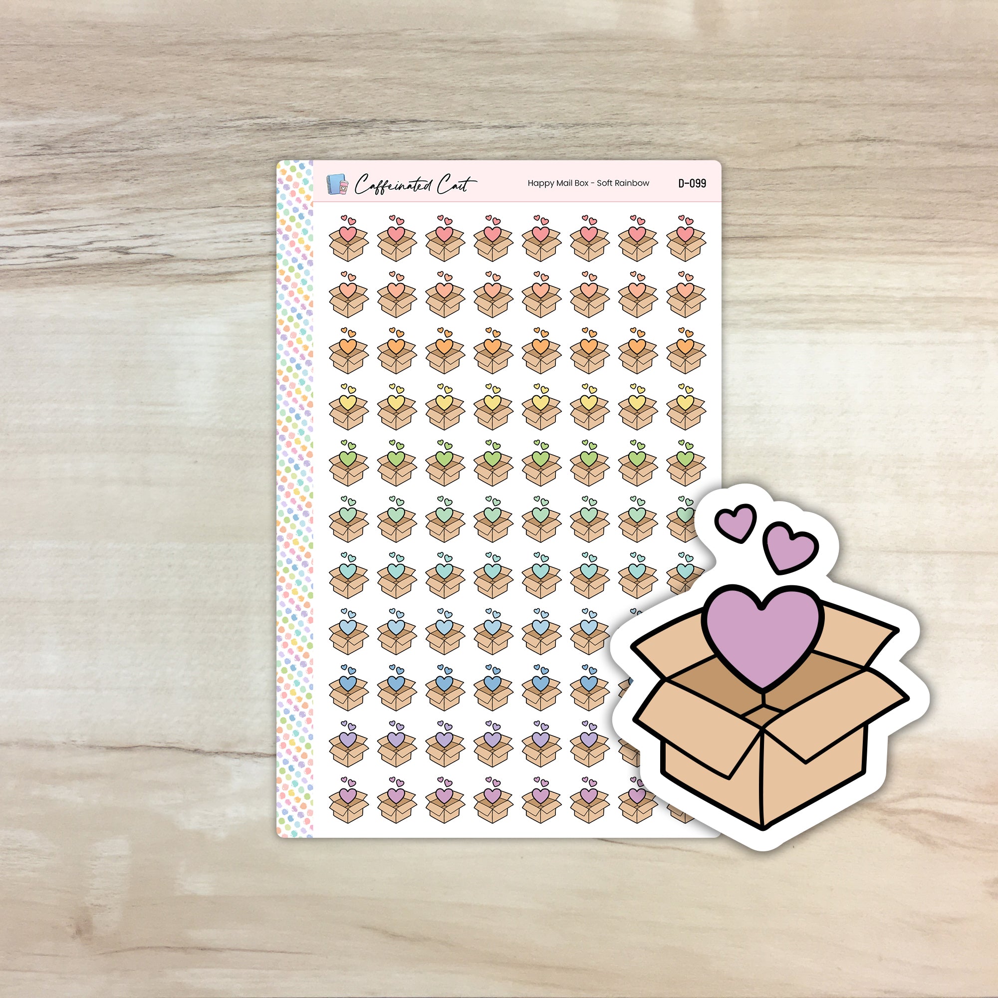 Happy Mail Box Doodle Icon Stickers - Soft Rainbow Colorway [ D-099 ]