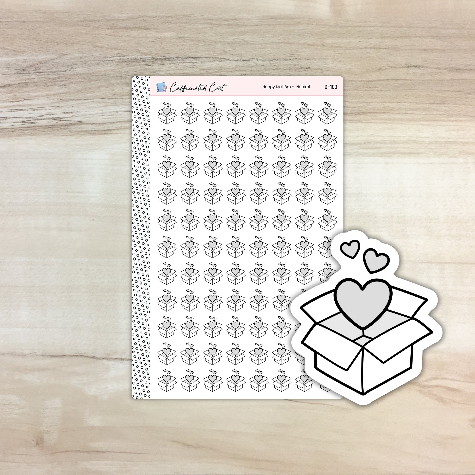 Happy Mail Box Doodle Icon Stickers - Neutral Colorway [ D-100 ]