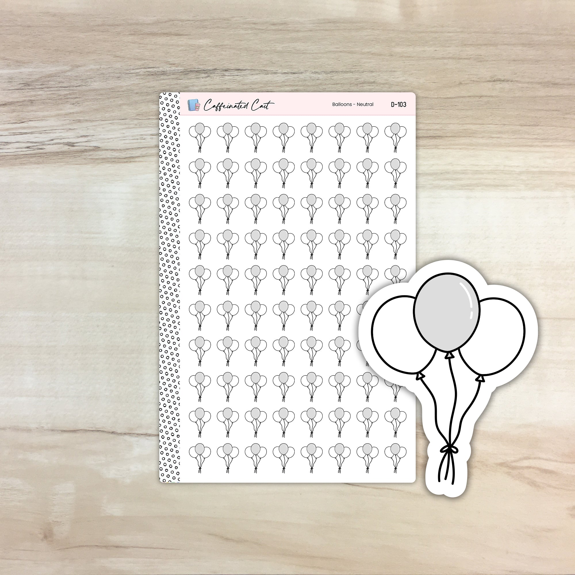 Balloons Doodle Icon Stickers - Neutral Colorway [ D-103 ]