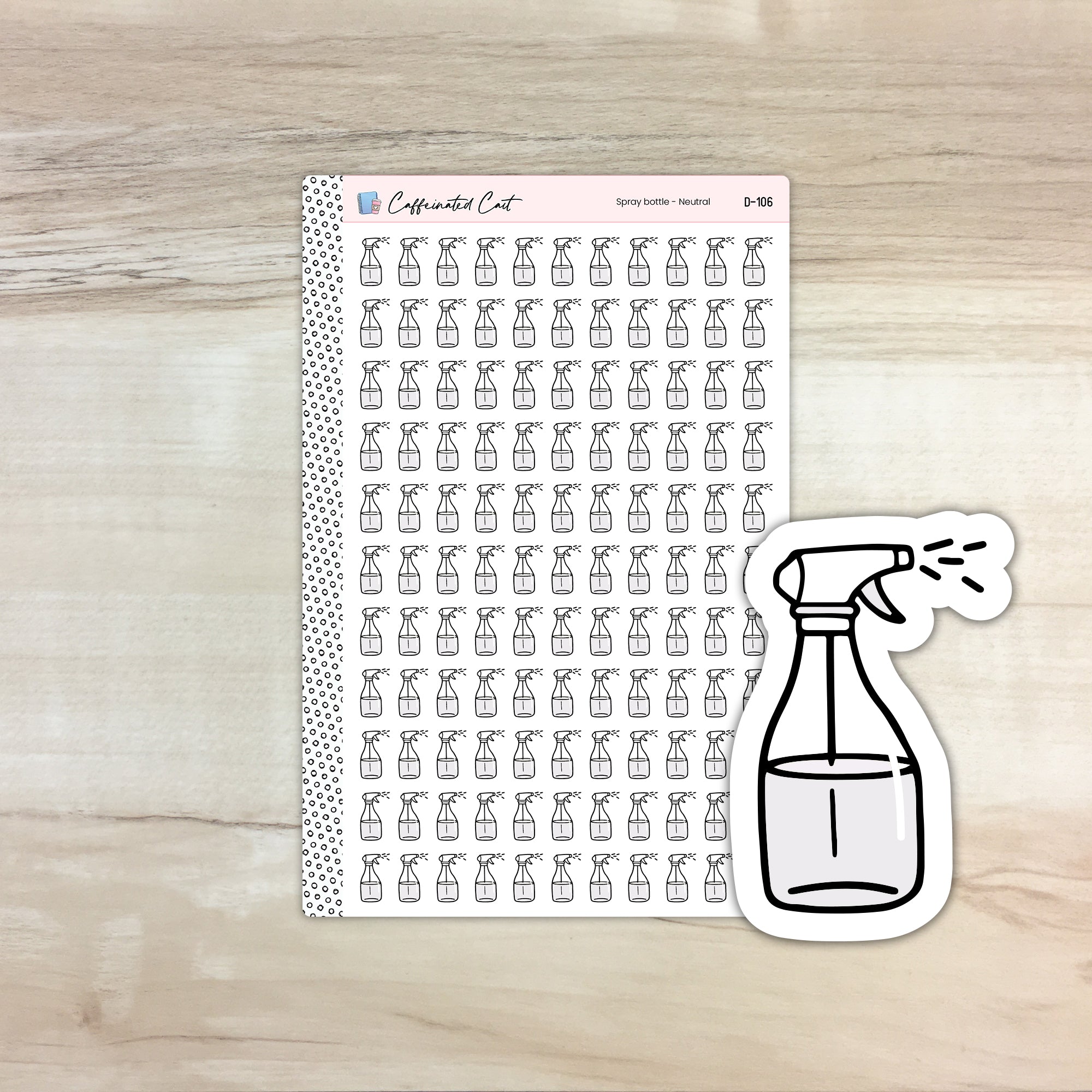 Spray Bottle Doodle Icon Stickers - Neutral Colorway [ D-106 ]