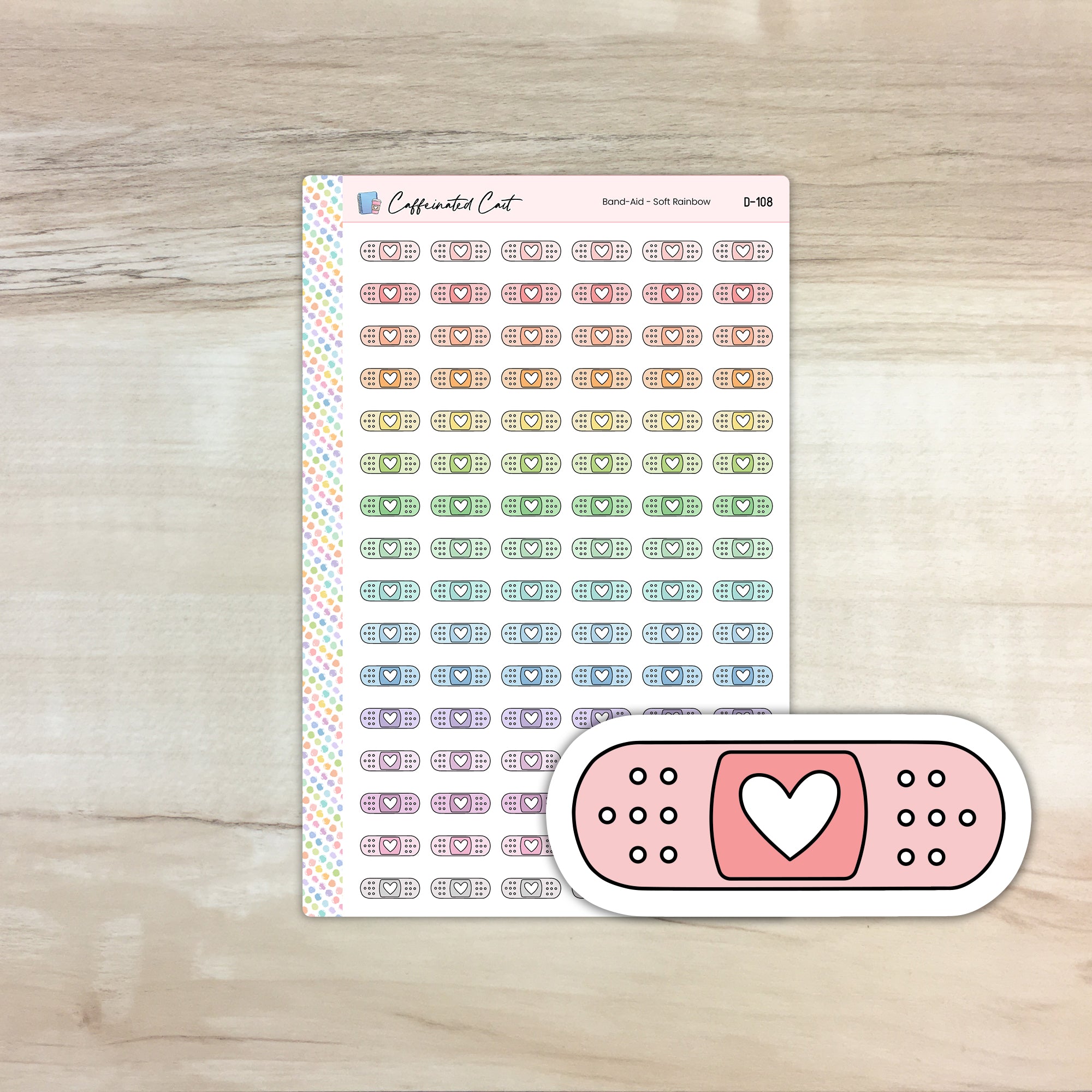 Band Aid Doodle Icon Stickers - Soft Rainbow Colorway [ D-108 ]