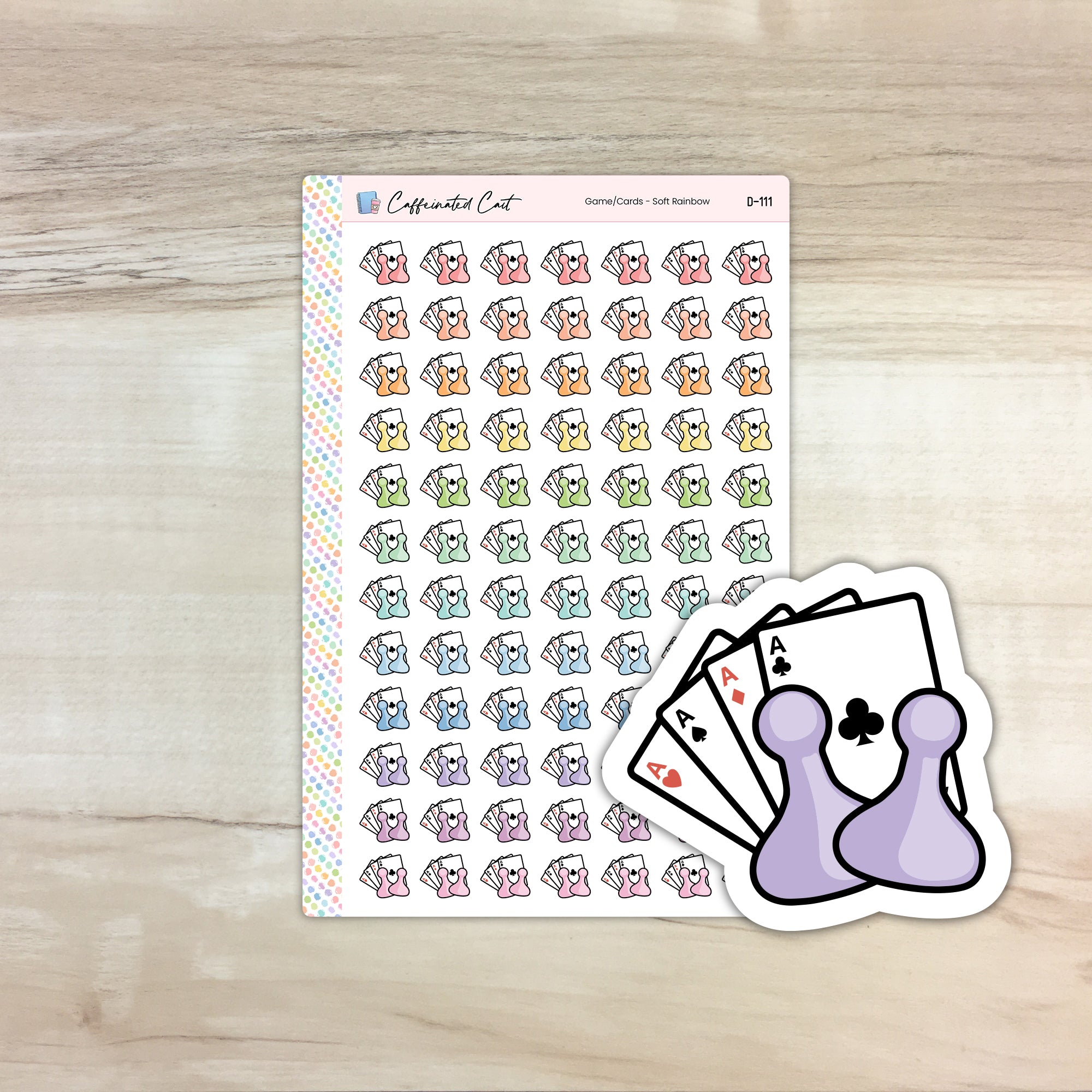 Game Night Doodle Icon Stickers - Soft Rainbow Colorway [ D-111 ]