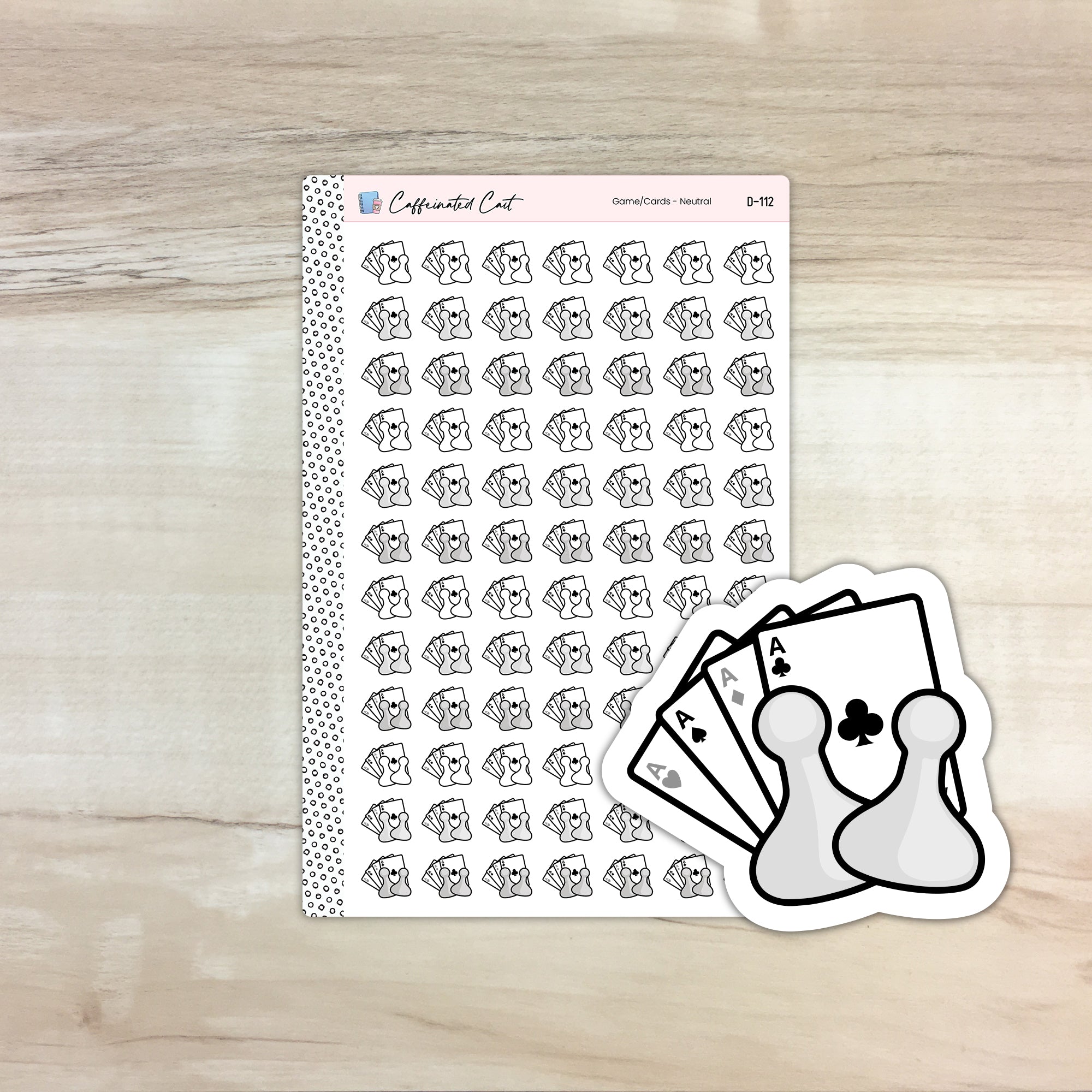 Game Night Doodle Icon Stickers - Neutral Colorway [ D-112 ]