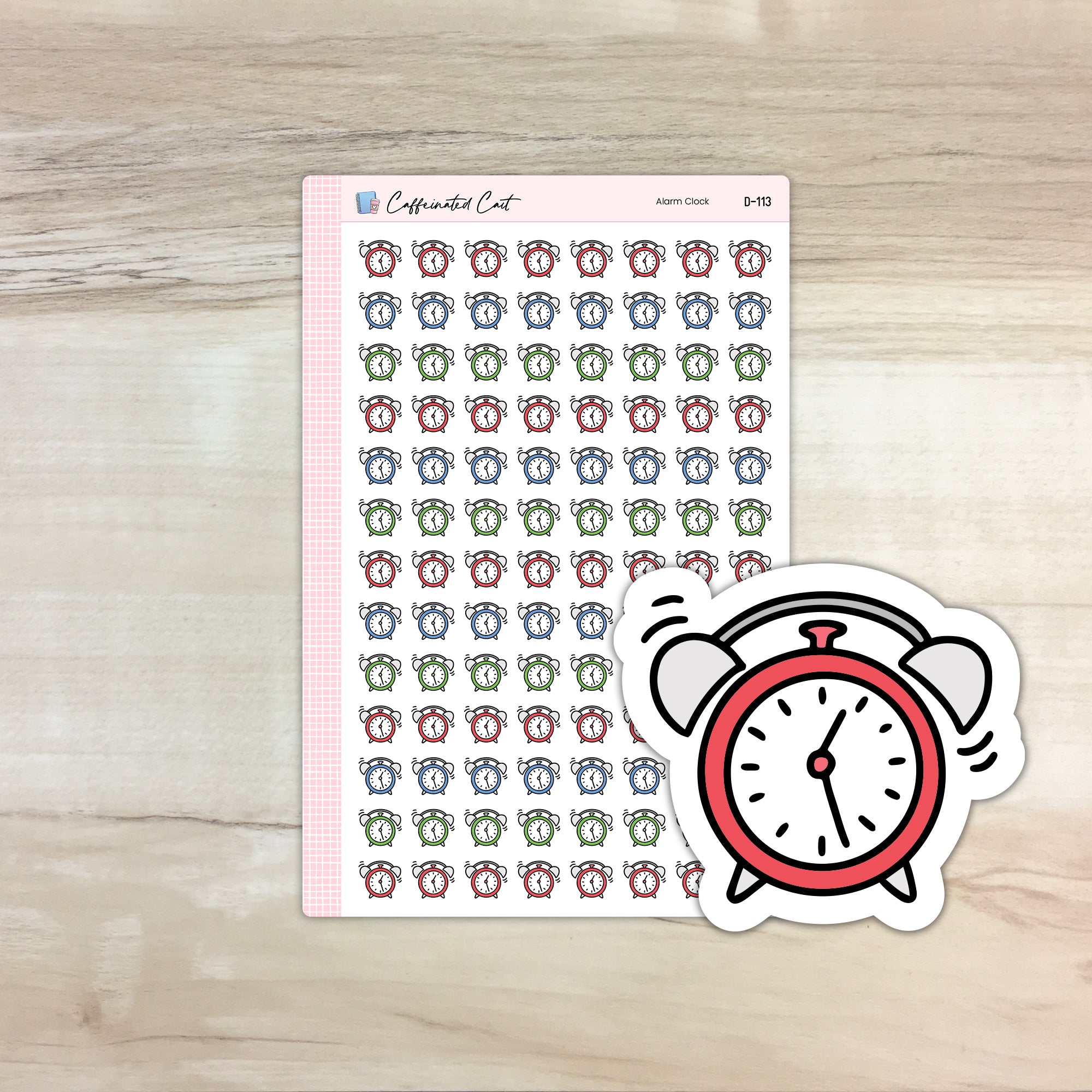 Alarm Clock Doodle Icon Stickers [ D-113 ]