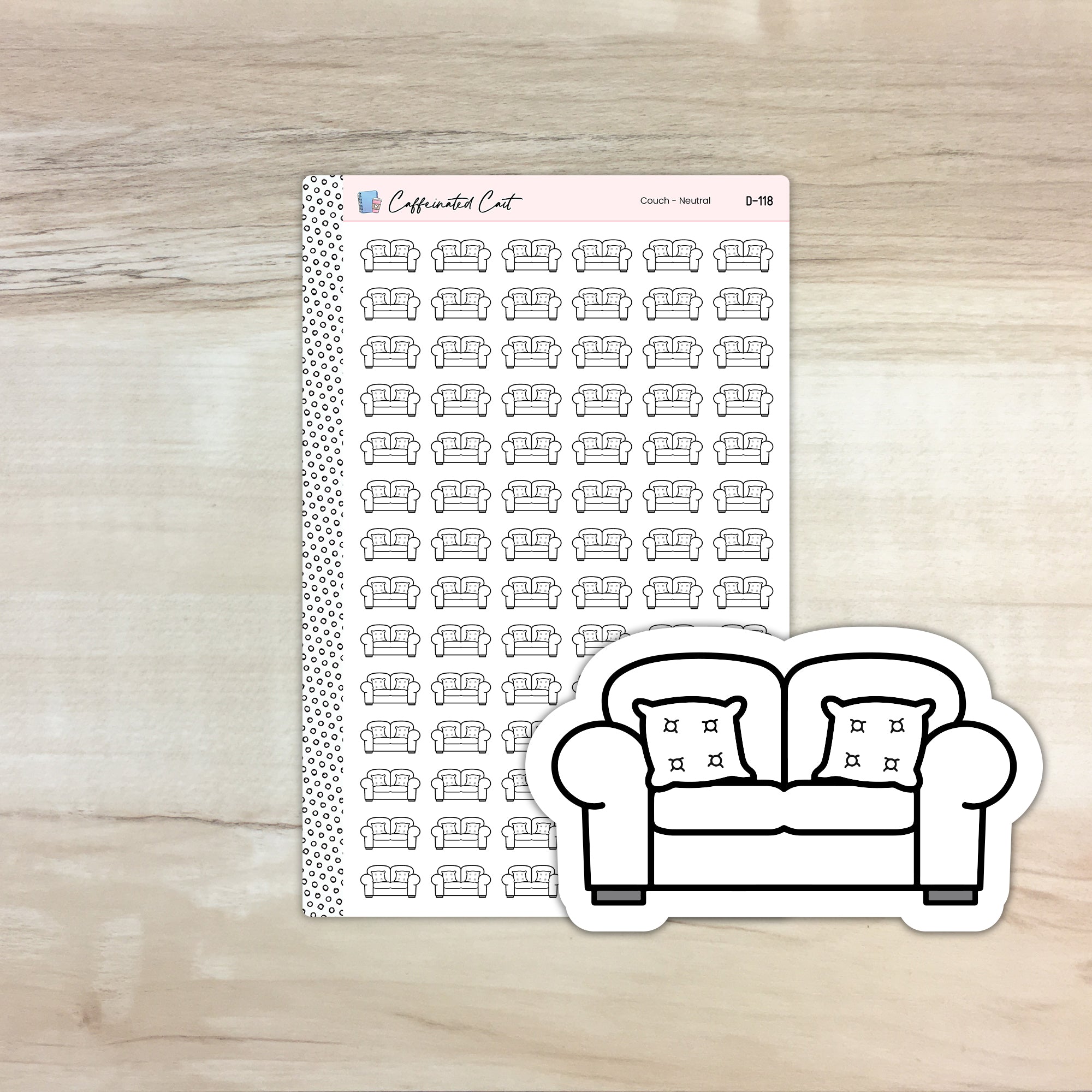 Couch Doodle Icon Stickers - Neutral Colorway [ D-118 ]