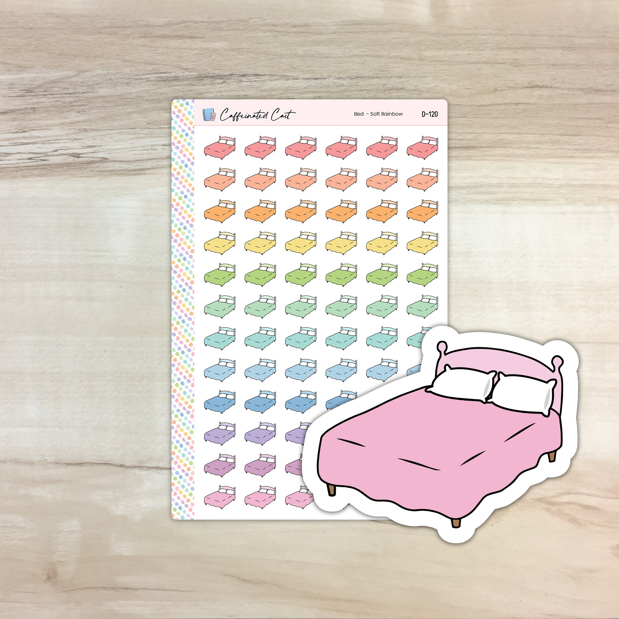 Bed Doodle Icon Stickers - Soft Rainbow Colorway [ D-120 ]