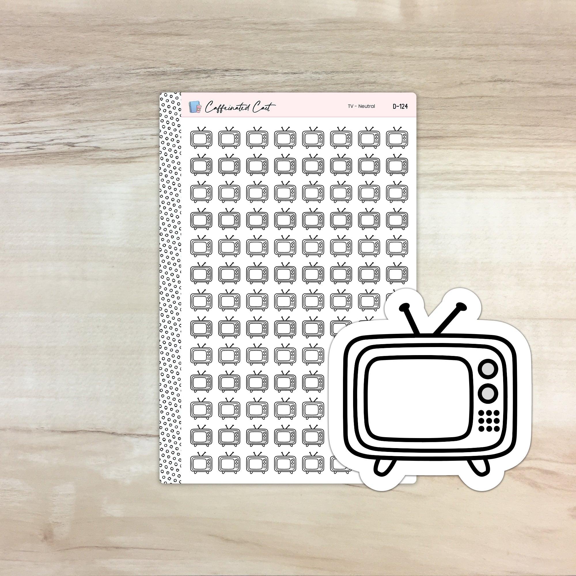 TV Doodle Icon Stickers - Neutral Colorway [ D-124 ]