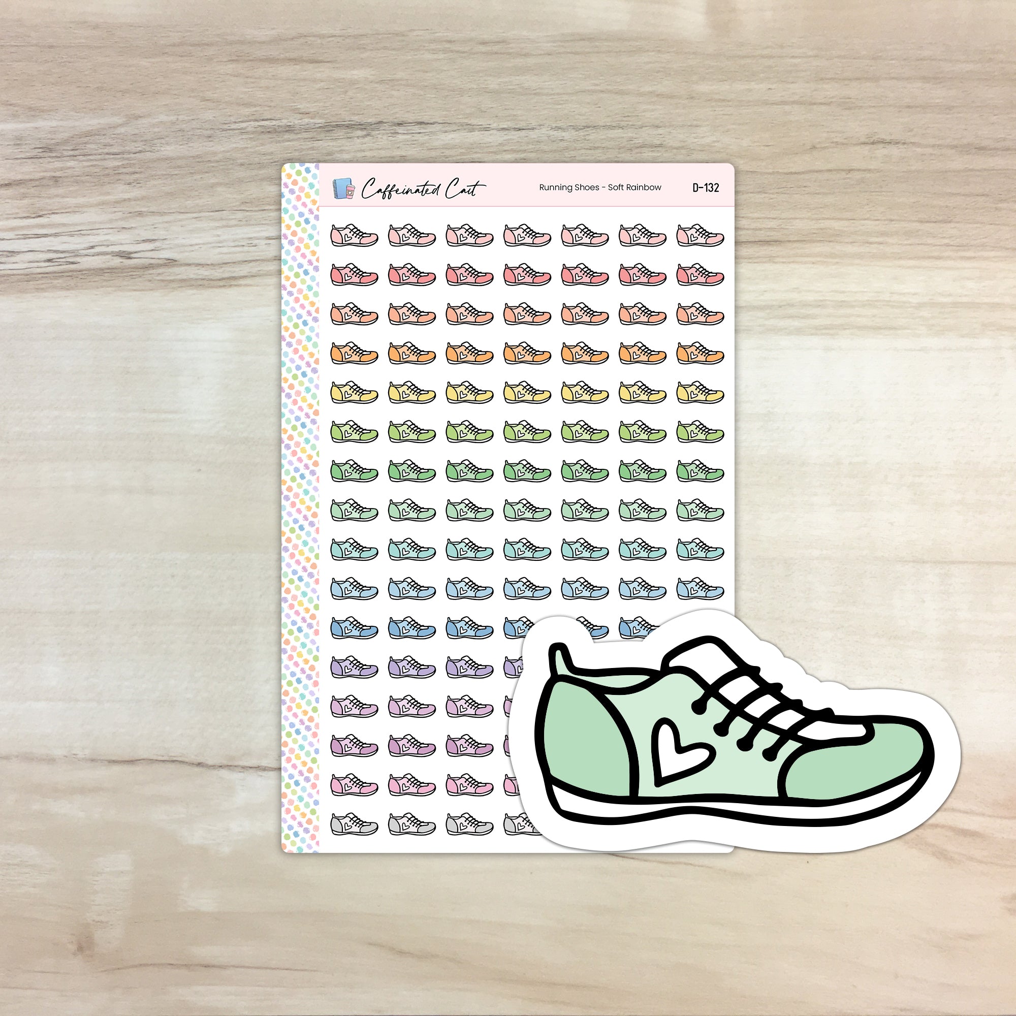 Running Shoes Doodle Icon Stickers - Soft Rainbow Colorway [ D-132 ]