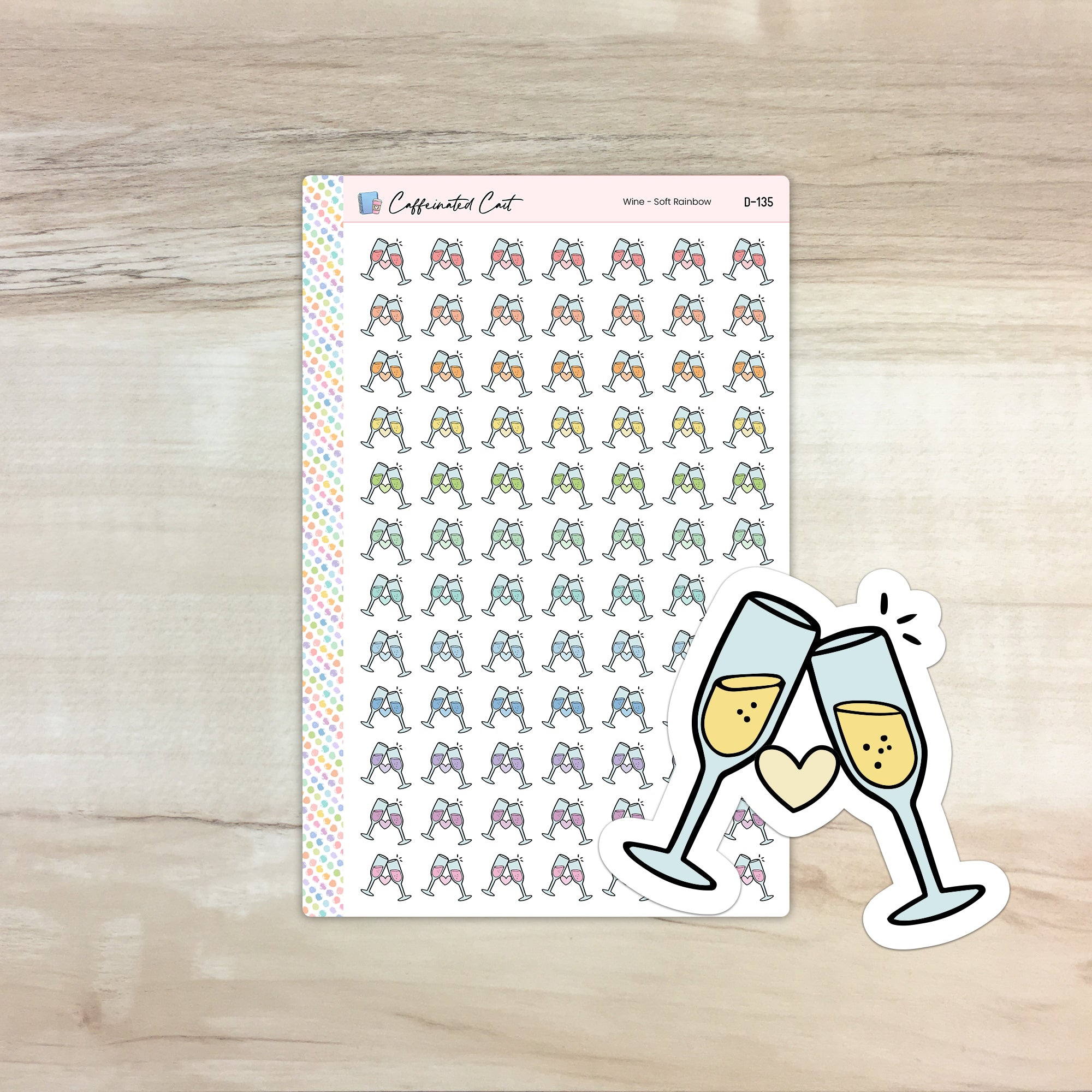 Champagne Doodle Icon Stickers - Soft Rainbow Colorway [ D-135 ]