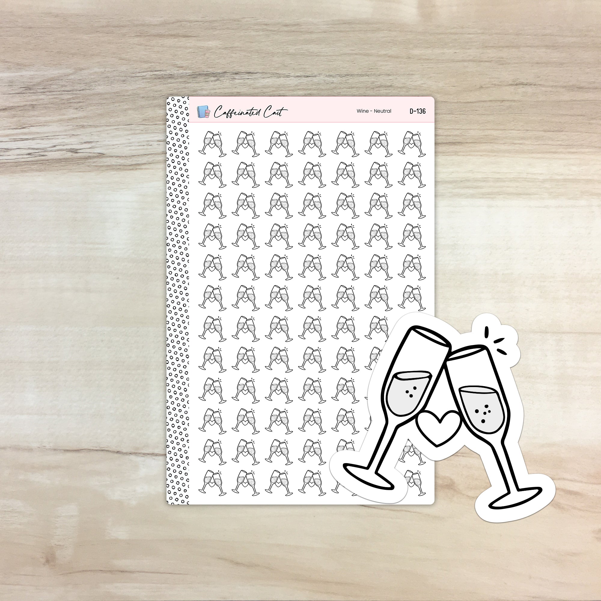 Champagne Doodle Icon Stickers - Neutral Colorway [ D-136 ]