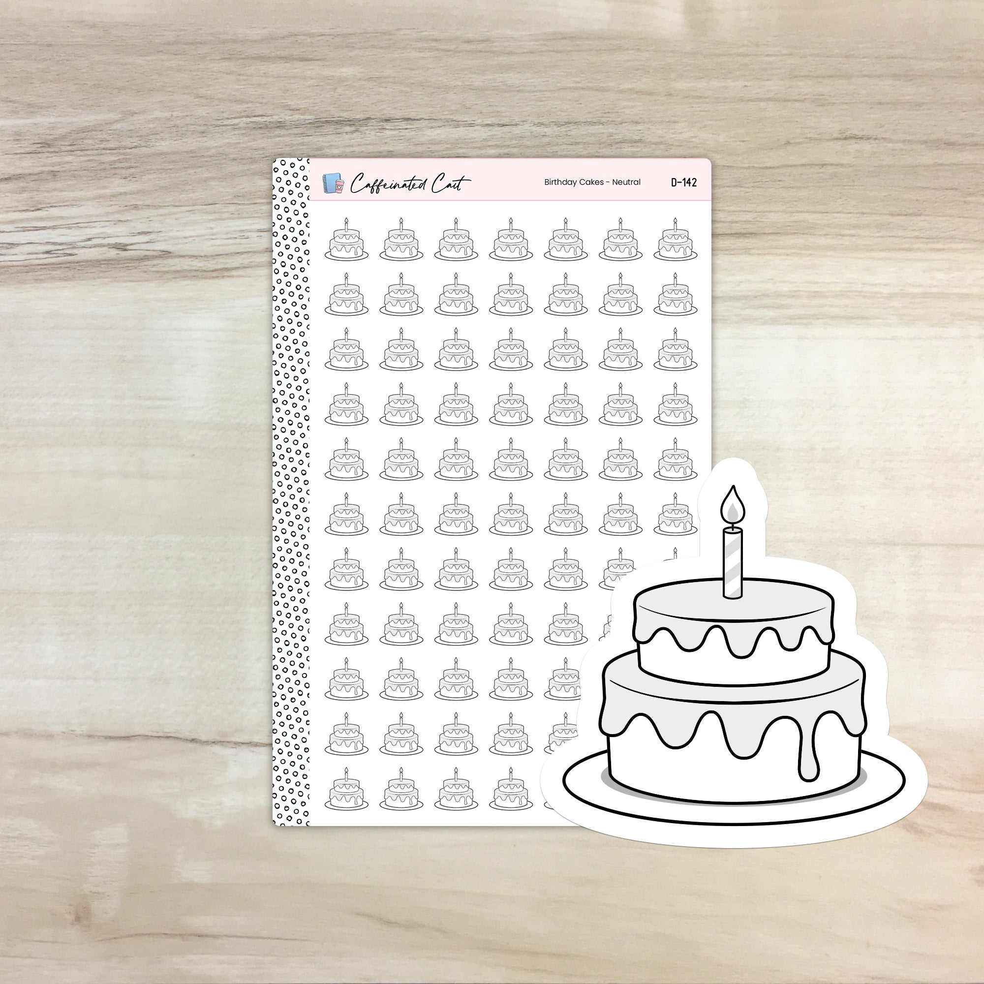 Birthday Cakes Doodle Icon Stickers - Neutral Colorway [ D-142 ]