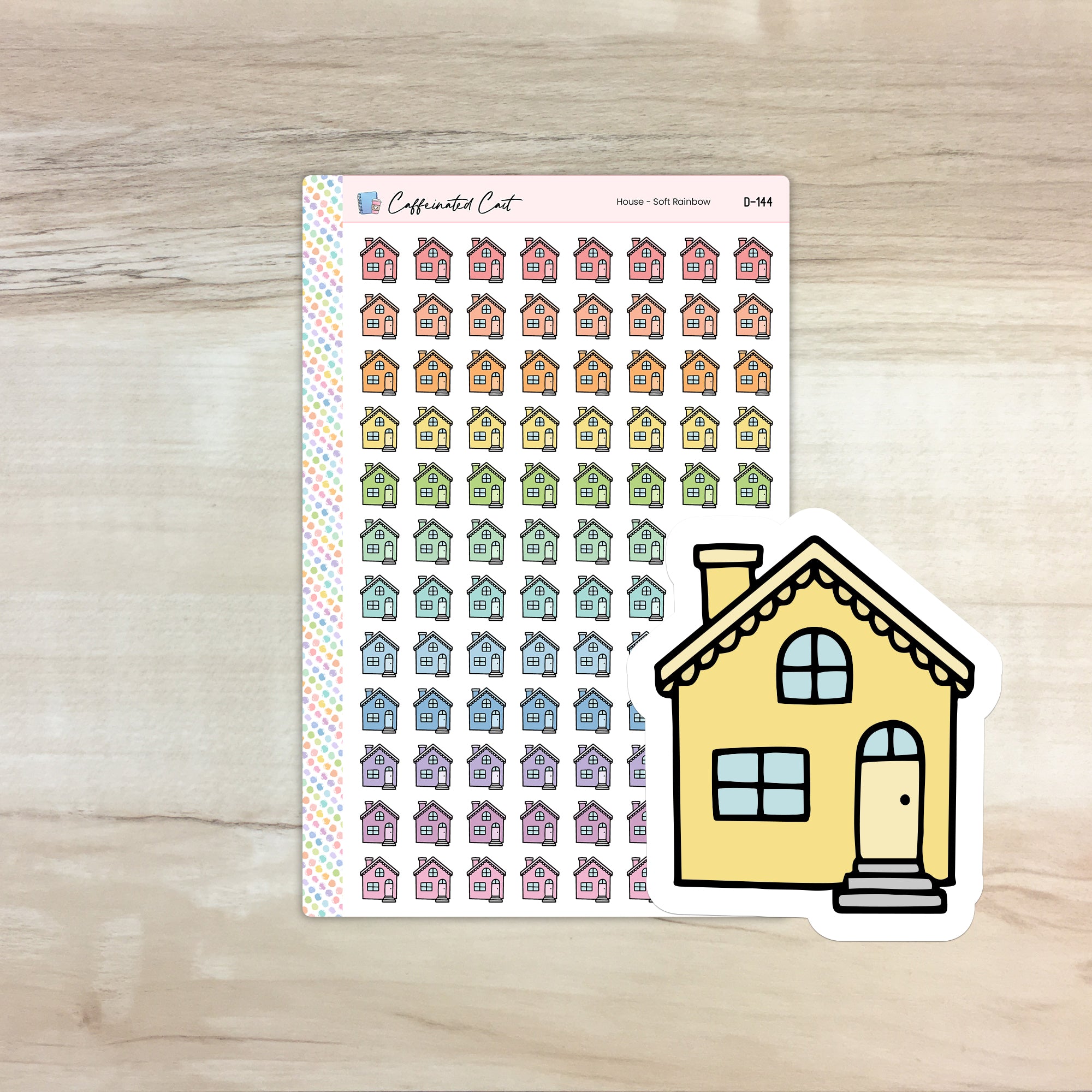 House Doodle Icon Stickers - Soft Rainbow Colorway [ D-144 ]