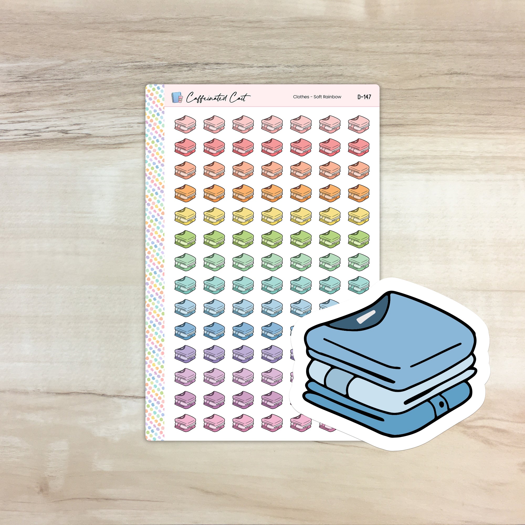 Clothes Doodle Icon Stickers - Soft Rainbow Colorway [ D-147 ]