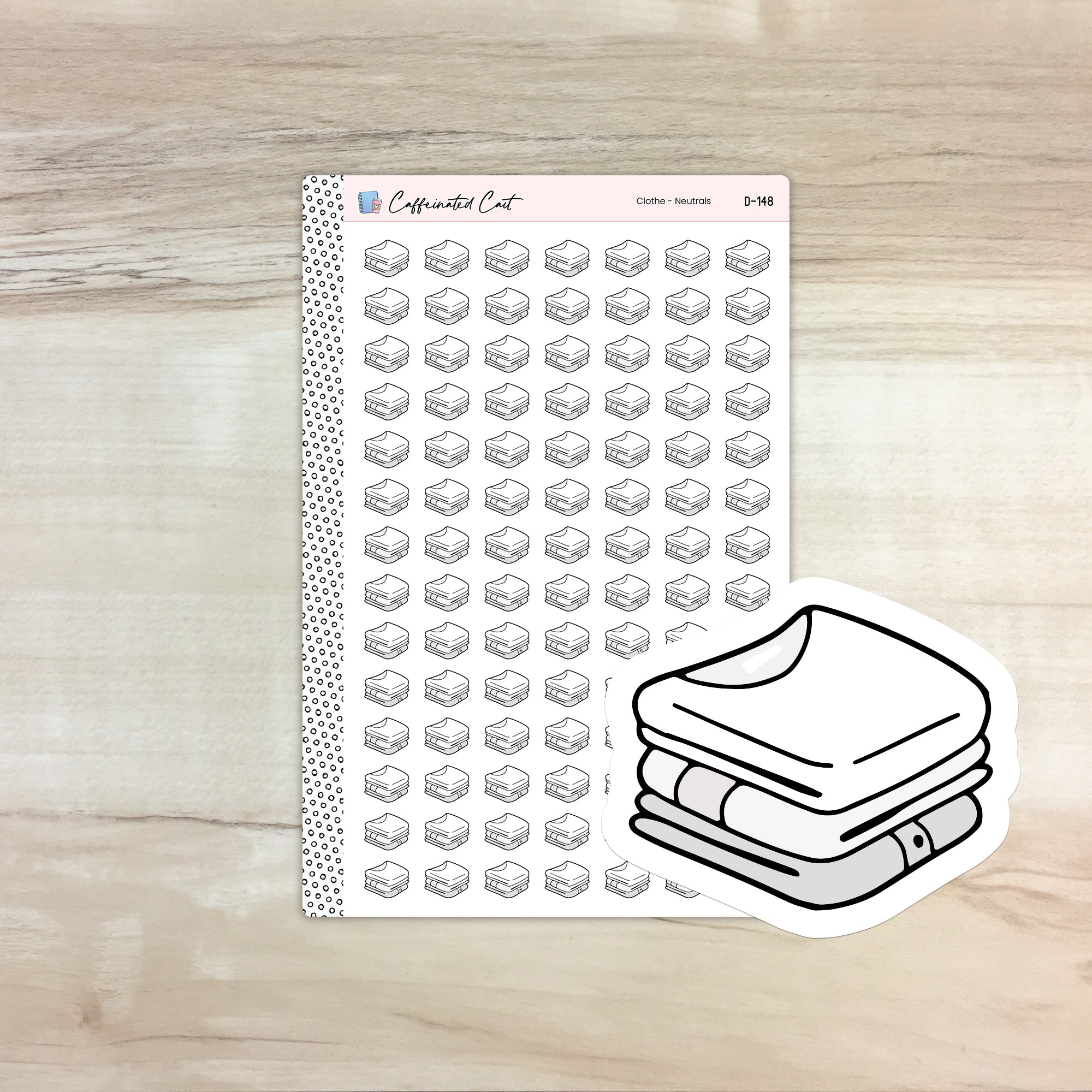 Clothes Doodle Icon Stickers - Neutral Colorway [ D-148 ]