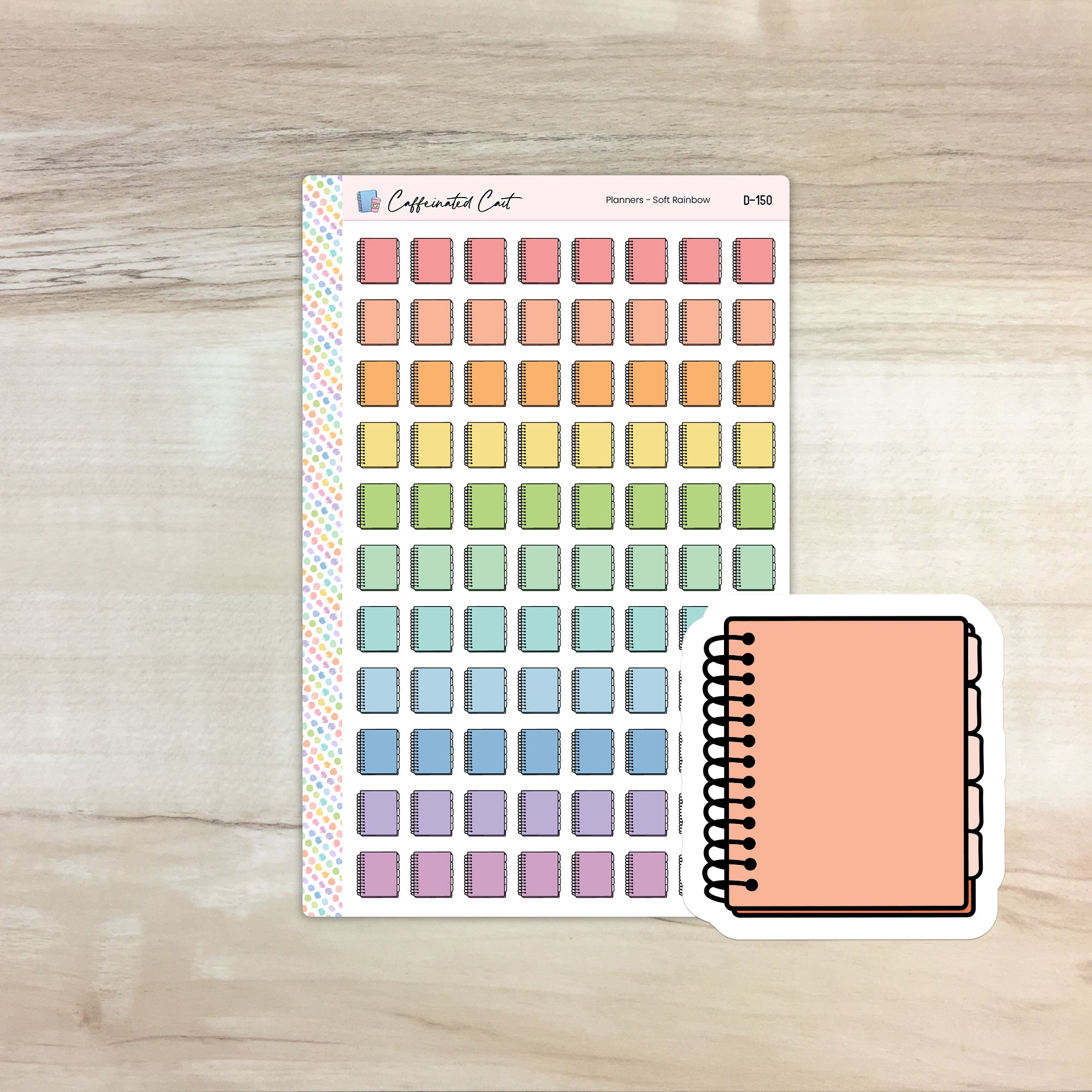 Planner Doodle Icon Stickers - Soft Rainbow Colorway [ D-150 ]