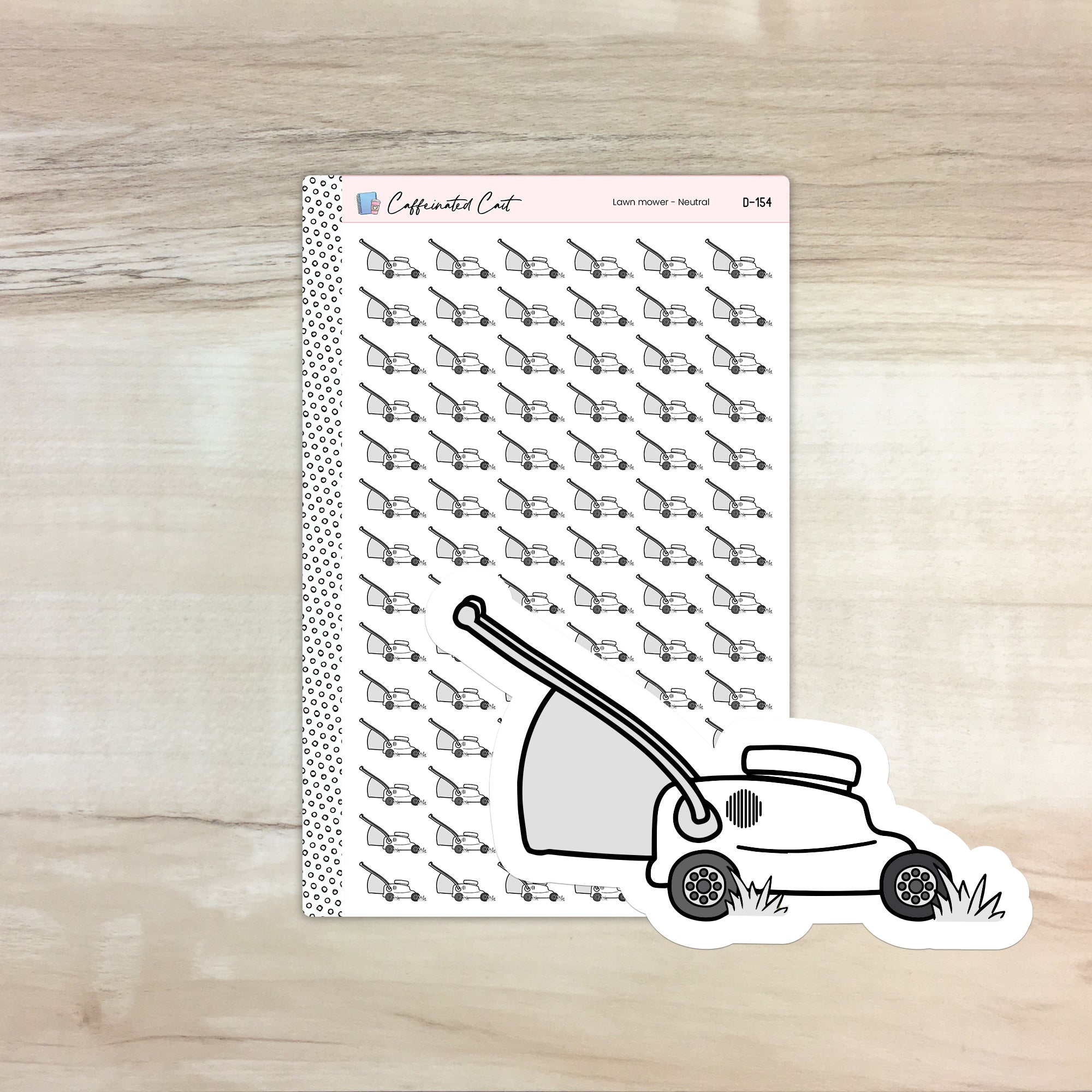 Lawn Mower Doodle Icon Stickers - Neutral Colorway [ D-154 ]