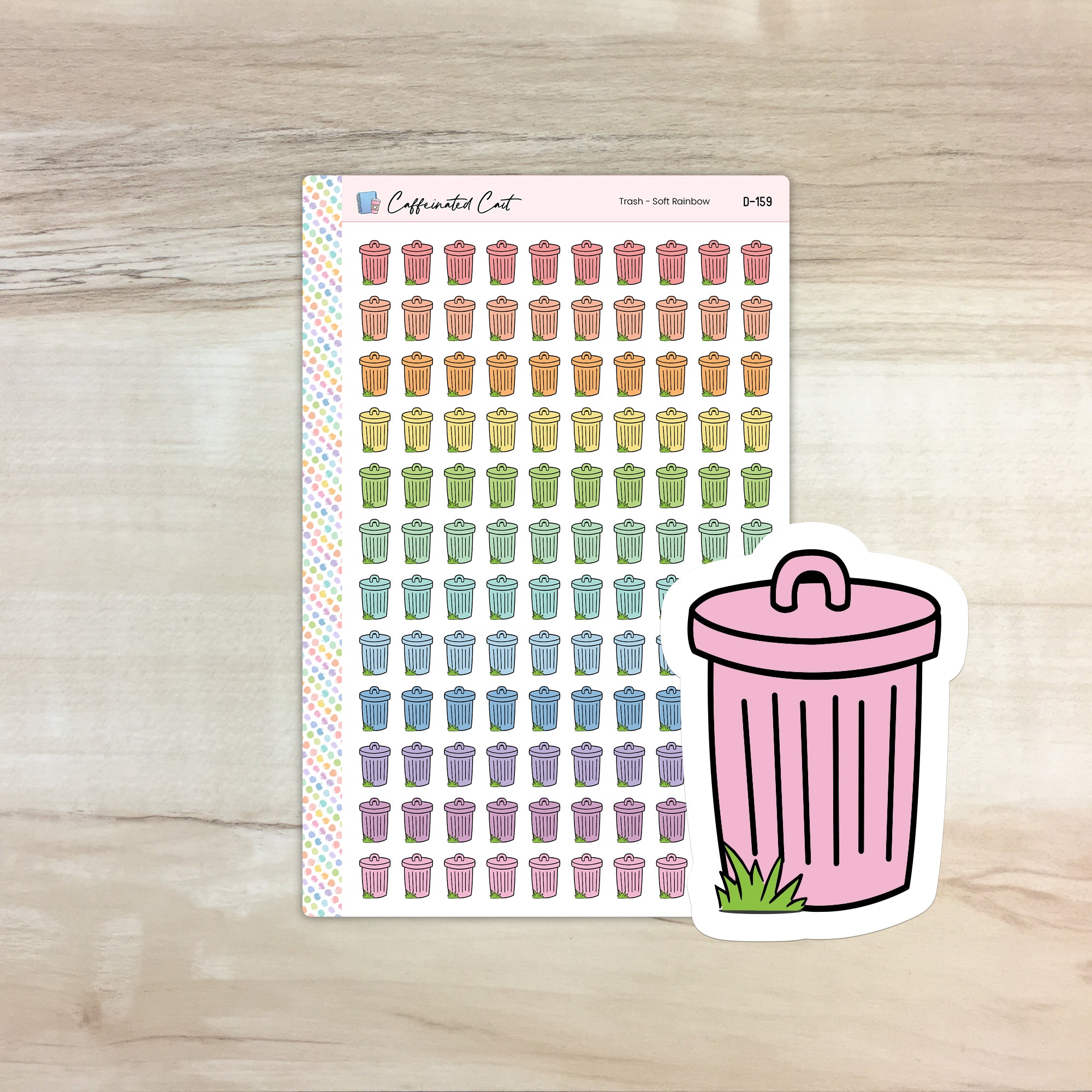 Trash Doodle Icon Stickers - Soft Rainbow Colorway [ D-159 ]