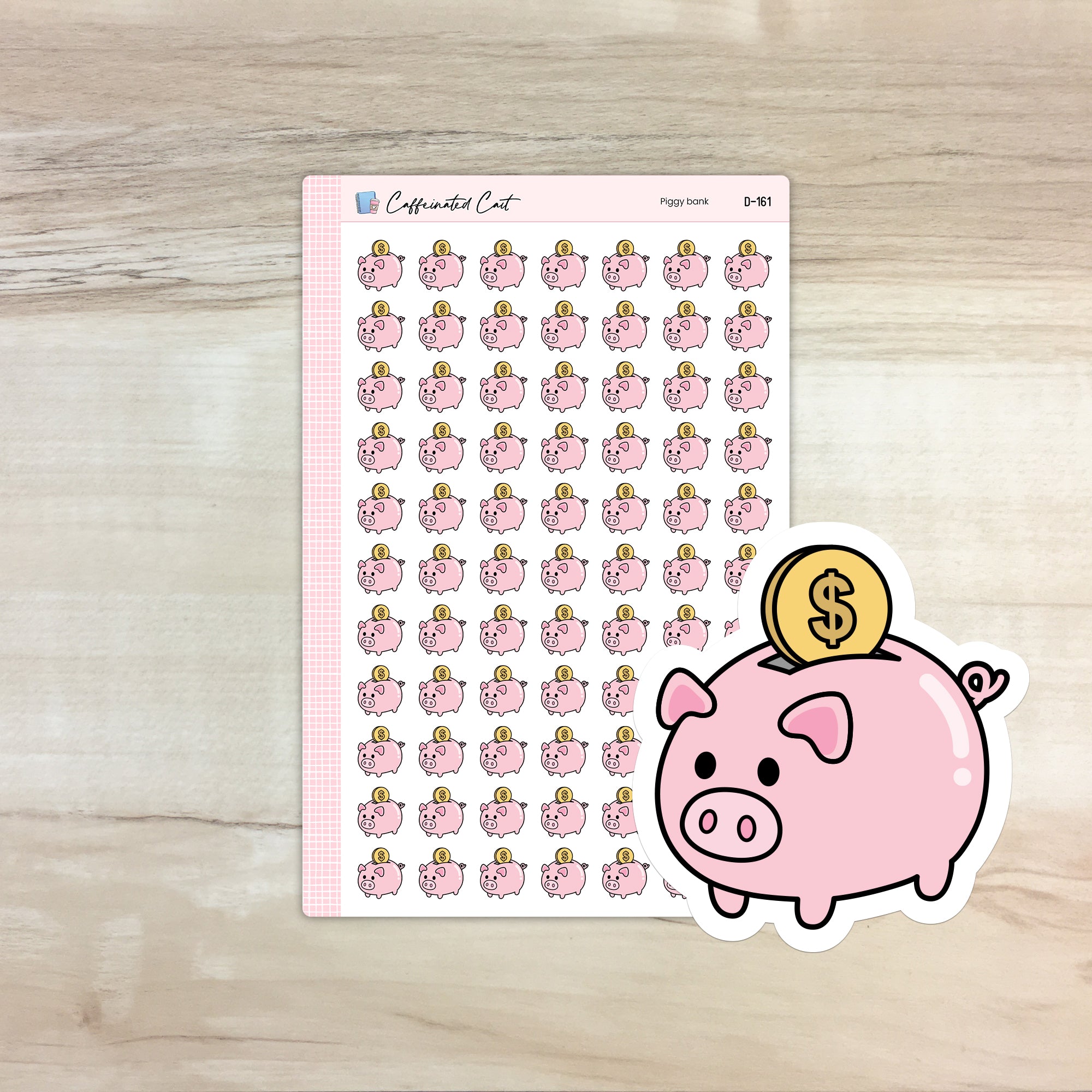 Piggy bank Doodle Icon Stickers [ D-161 ]