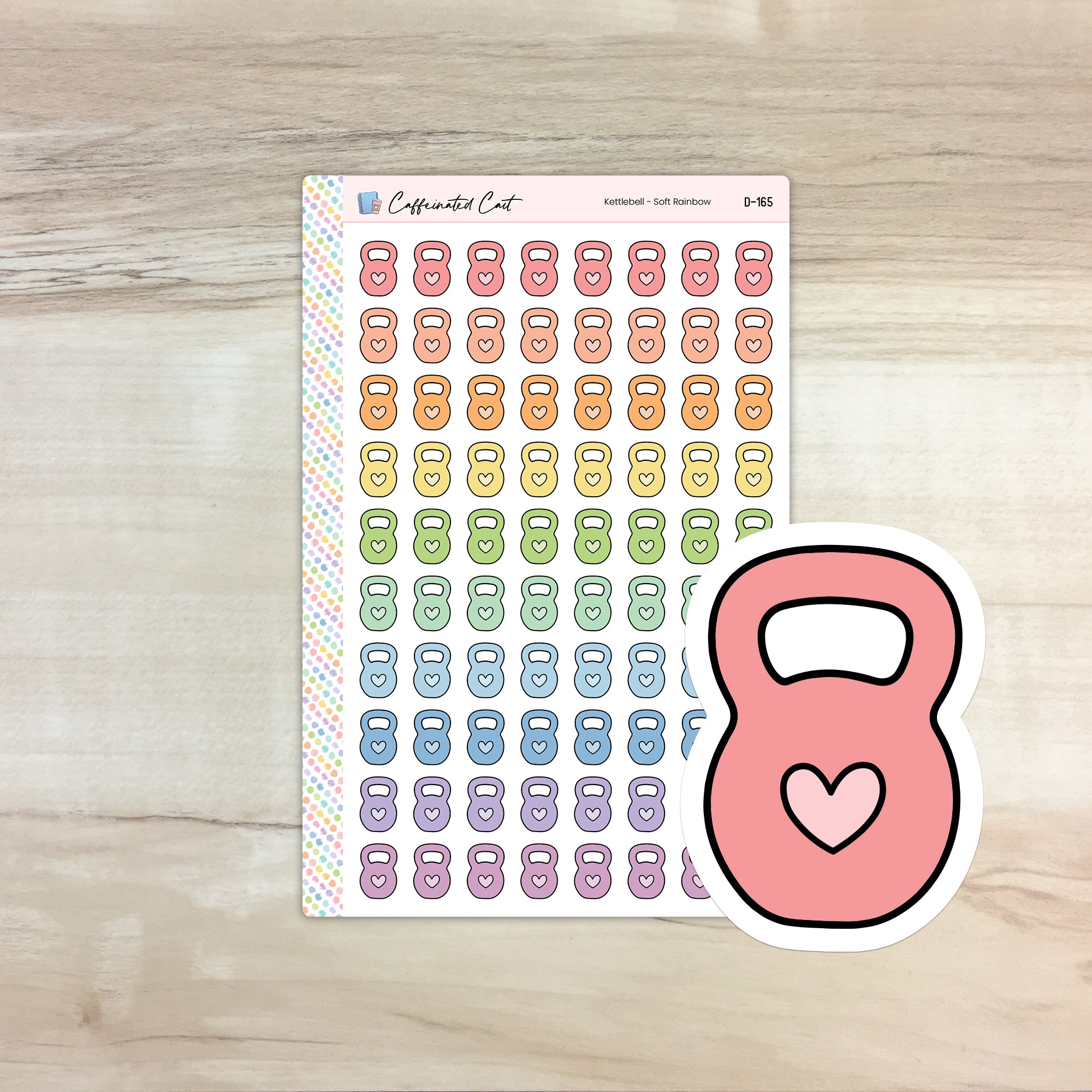 Kettlebell Doodle Icon Stickers - Soft Rainbow Colorway [ D-165 ]