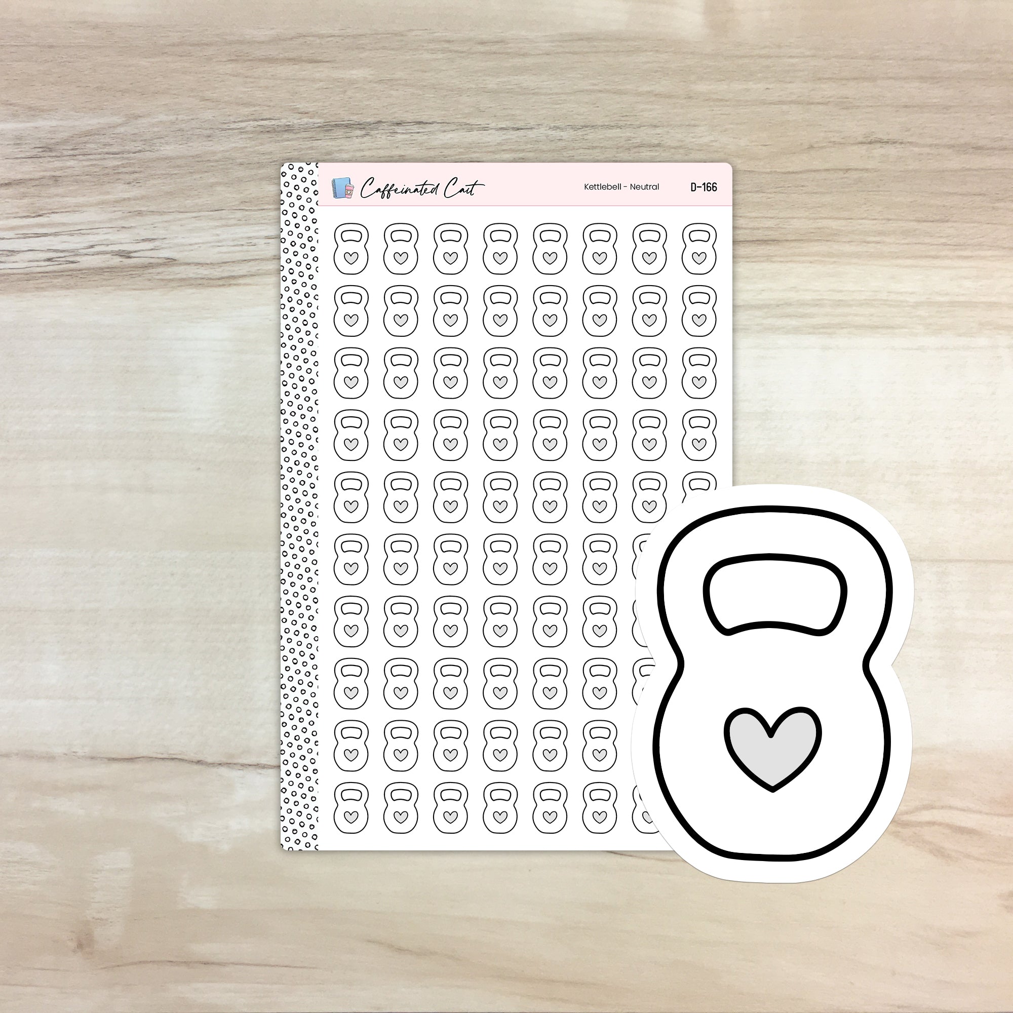 Kettlebell Doodle Icon Stickers - Neutral Colorway [ D-166 ]