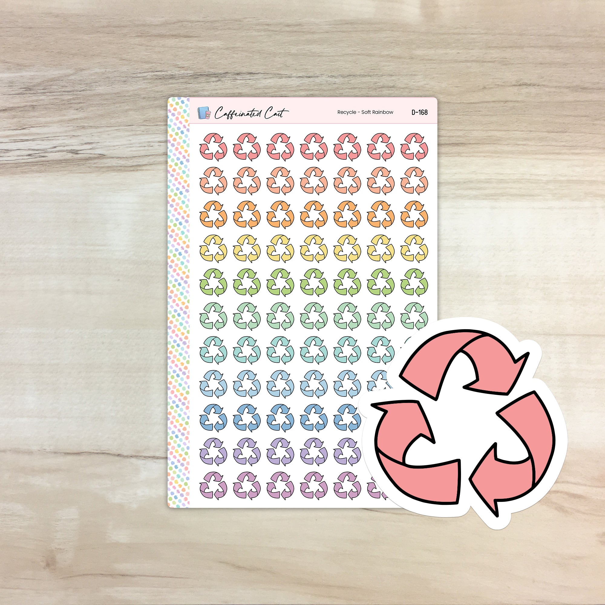 Recycle Doodle Icon Stickers - Soft Rainbow Colorway [ D-168 ]