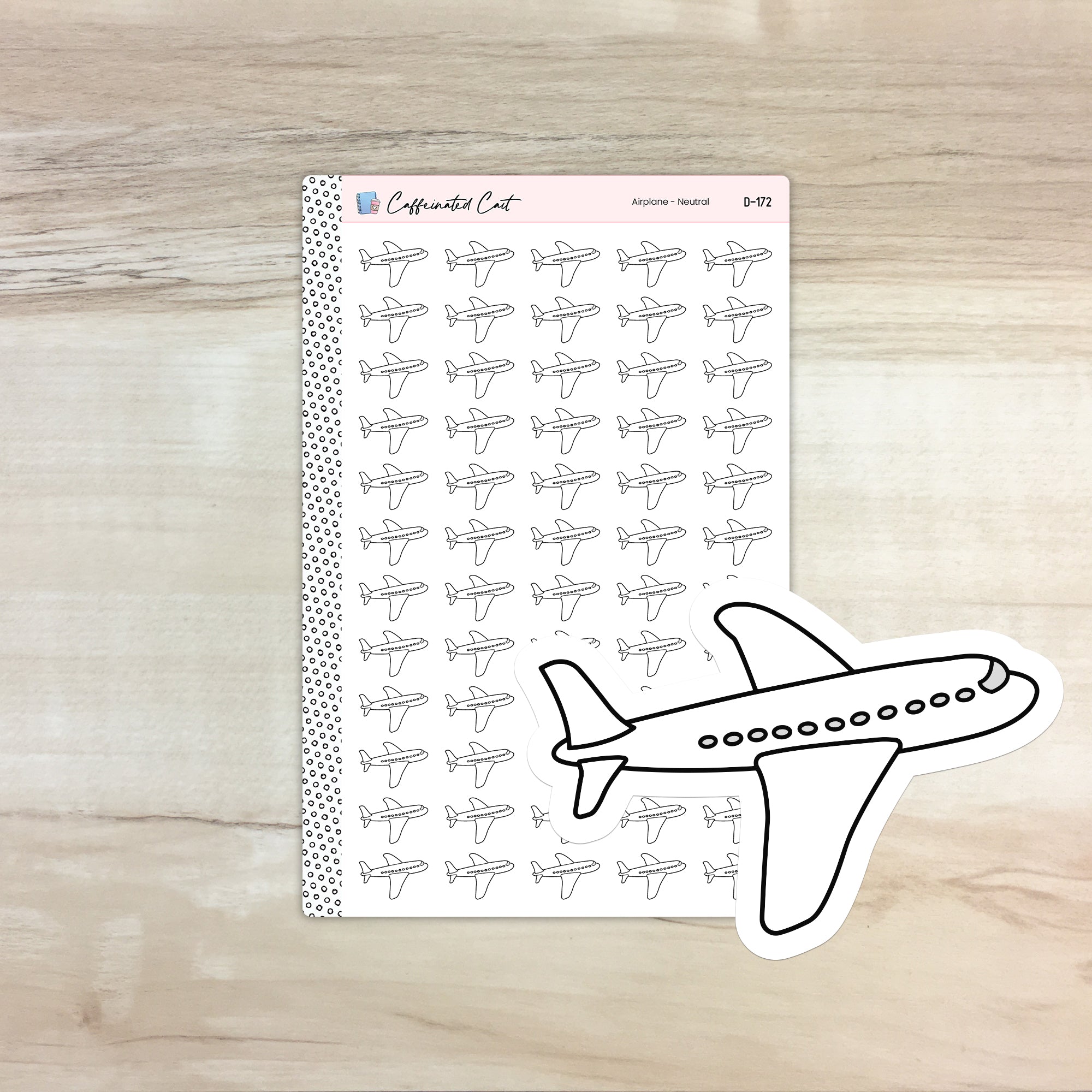 Airplane Doodle Icon Stickers - Neutral Colorway [ D-172 ]