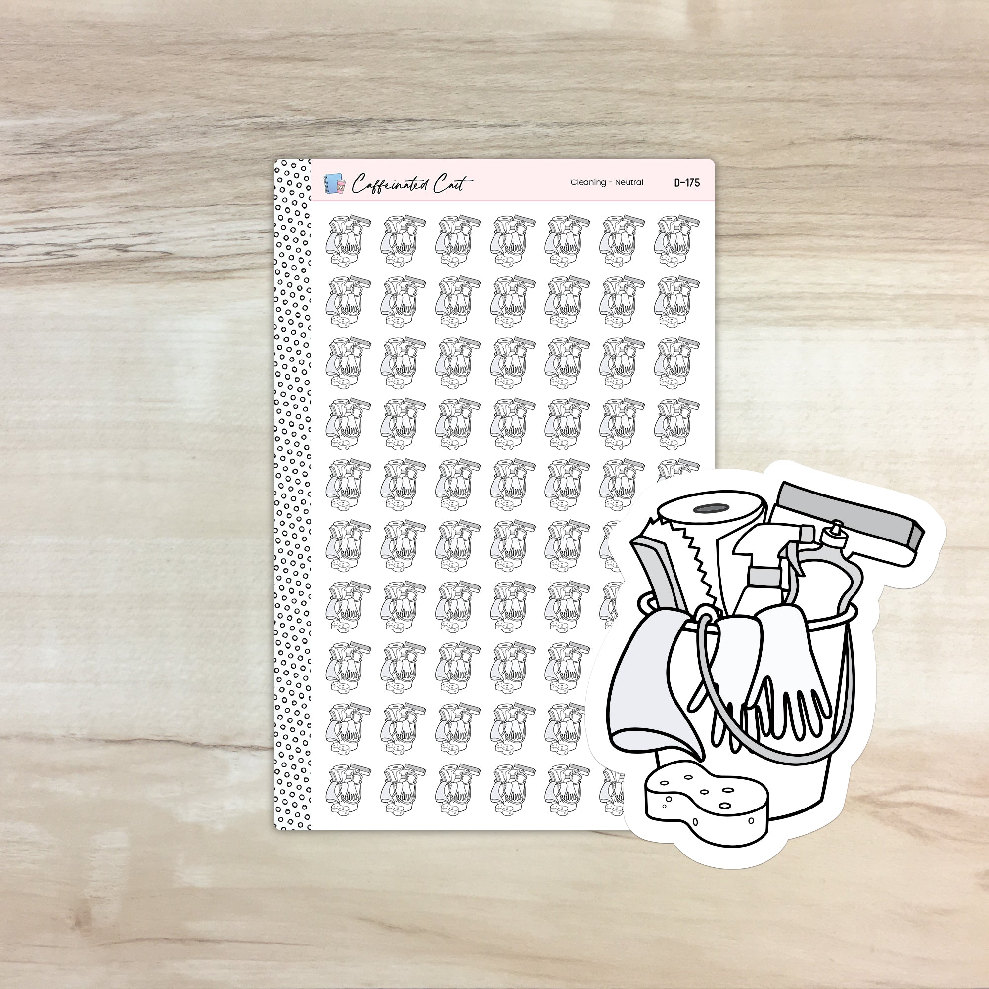 Cleaning Doodle Icon Stickers - Neutral Colorway [ D-175 ]