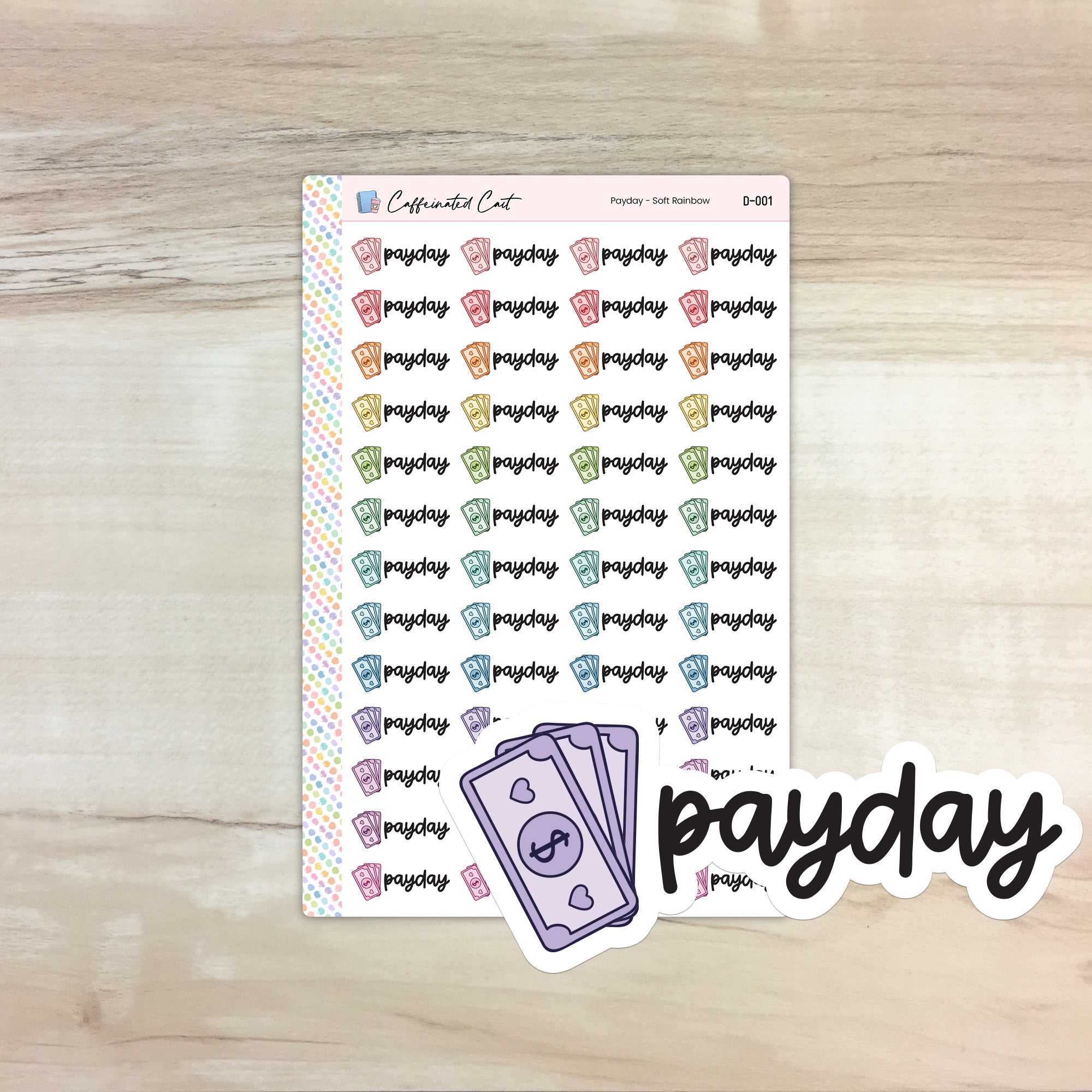 Payday Doodle Font Stickers - Soft Rainbow Mix [ DS-001 ]