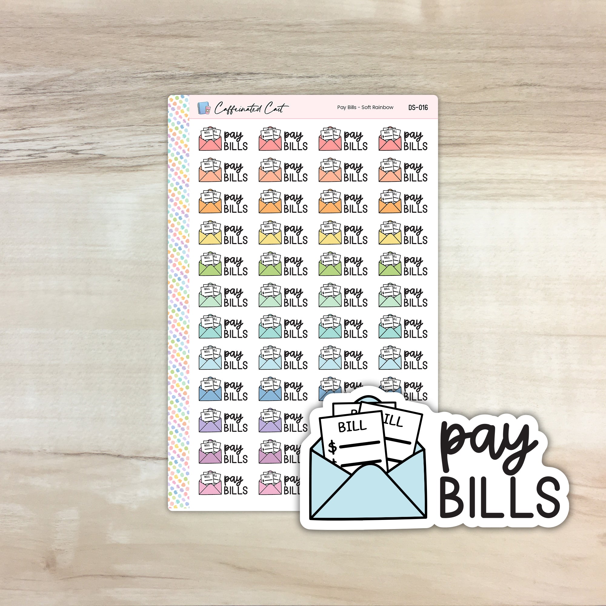 Pay Bills Icon Stickers - Soft Rainbow Mix [ I-016 ]