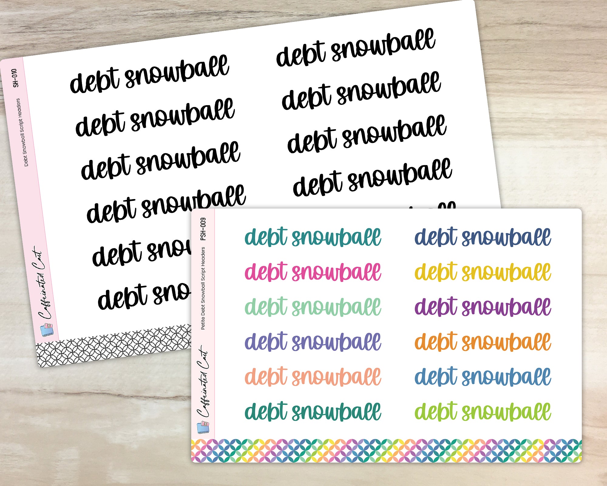 Debt Snowball Script Header Stickers - Font C