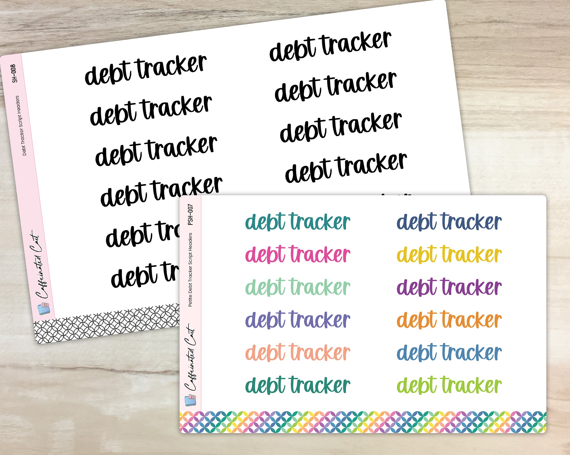 Debt Tracker Script Header Stickers - Font C