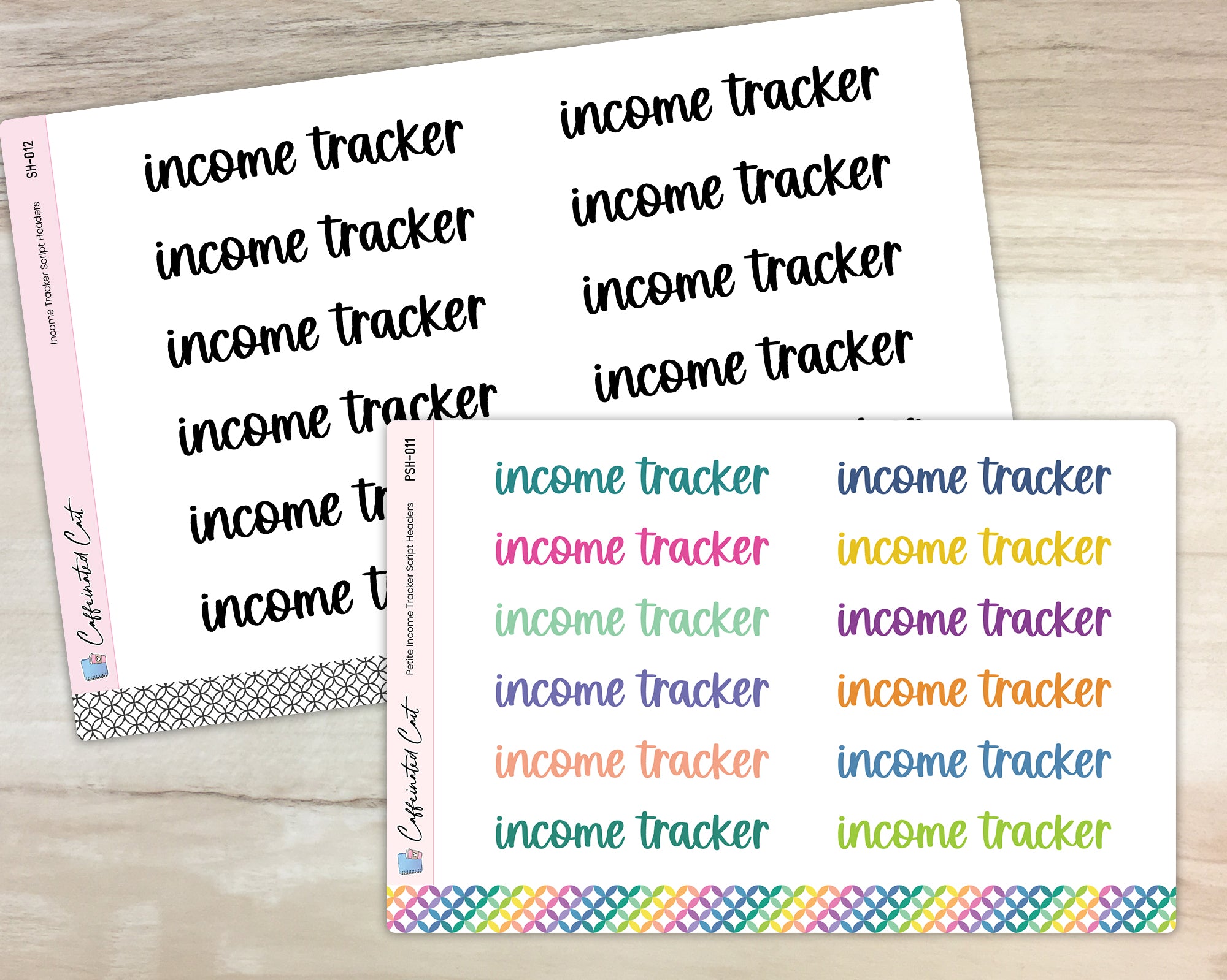 Income Tracker Script Header Stickers - Font C