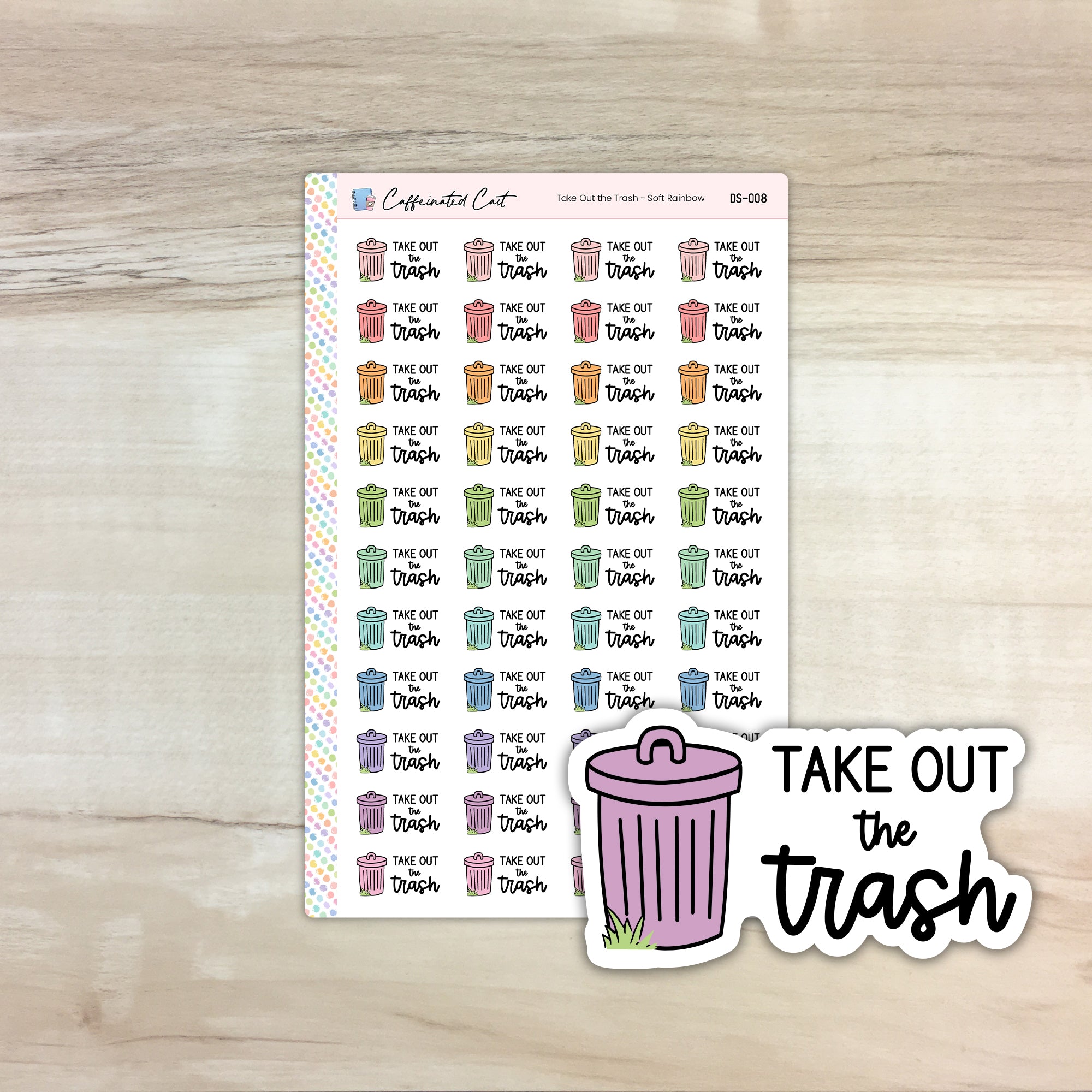 Take Out the Trash Icon Stickers - Soft Rainbow Colorway [ DS-008 ]