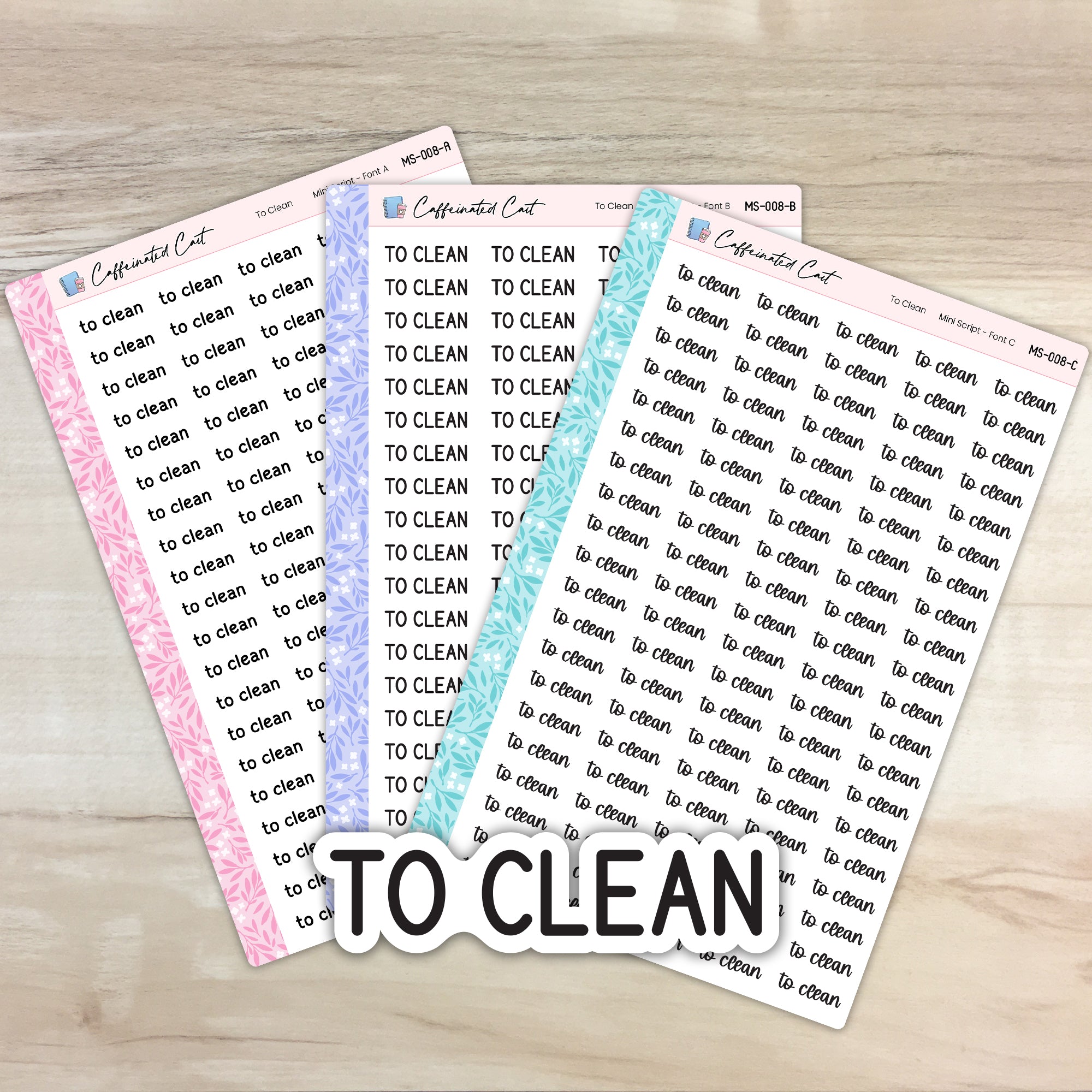 To  Clean - Mini Script Planner Stickers