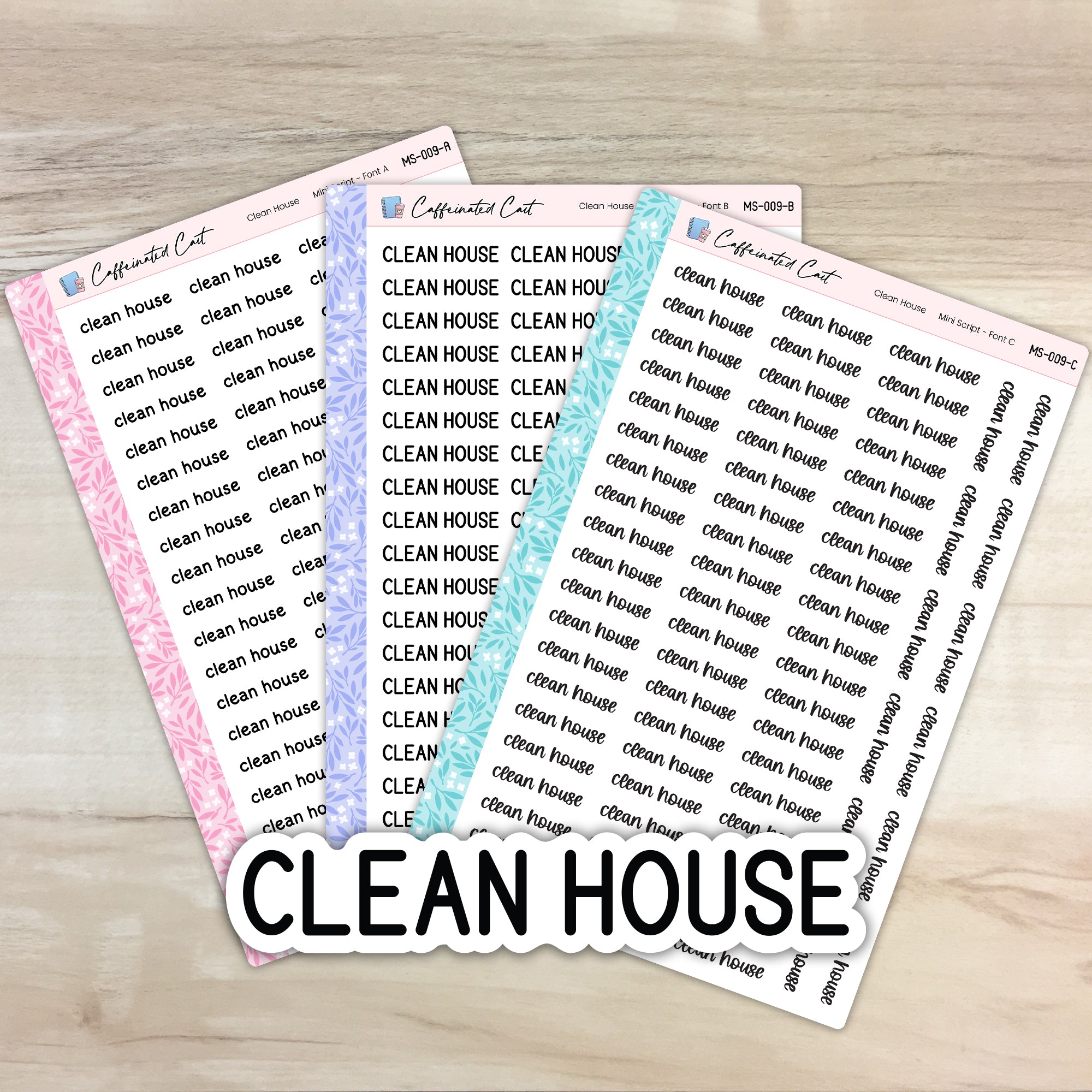 Clean House - Mini Script Planner Stickers