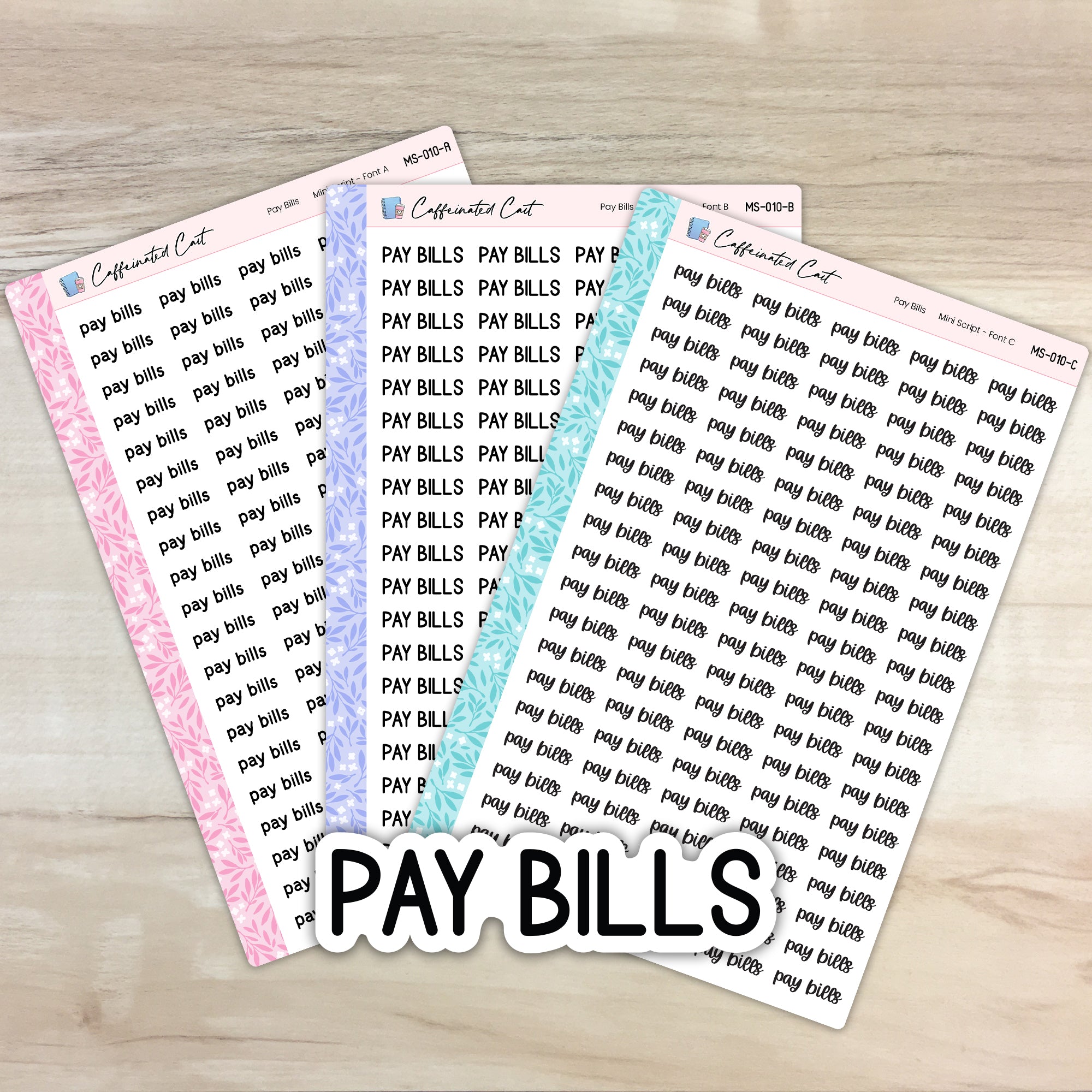 Pay Bills - Mini Script Planner Stickers