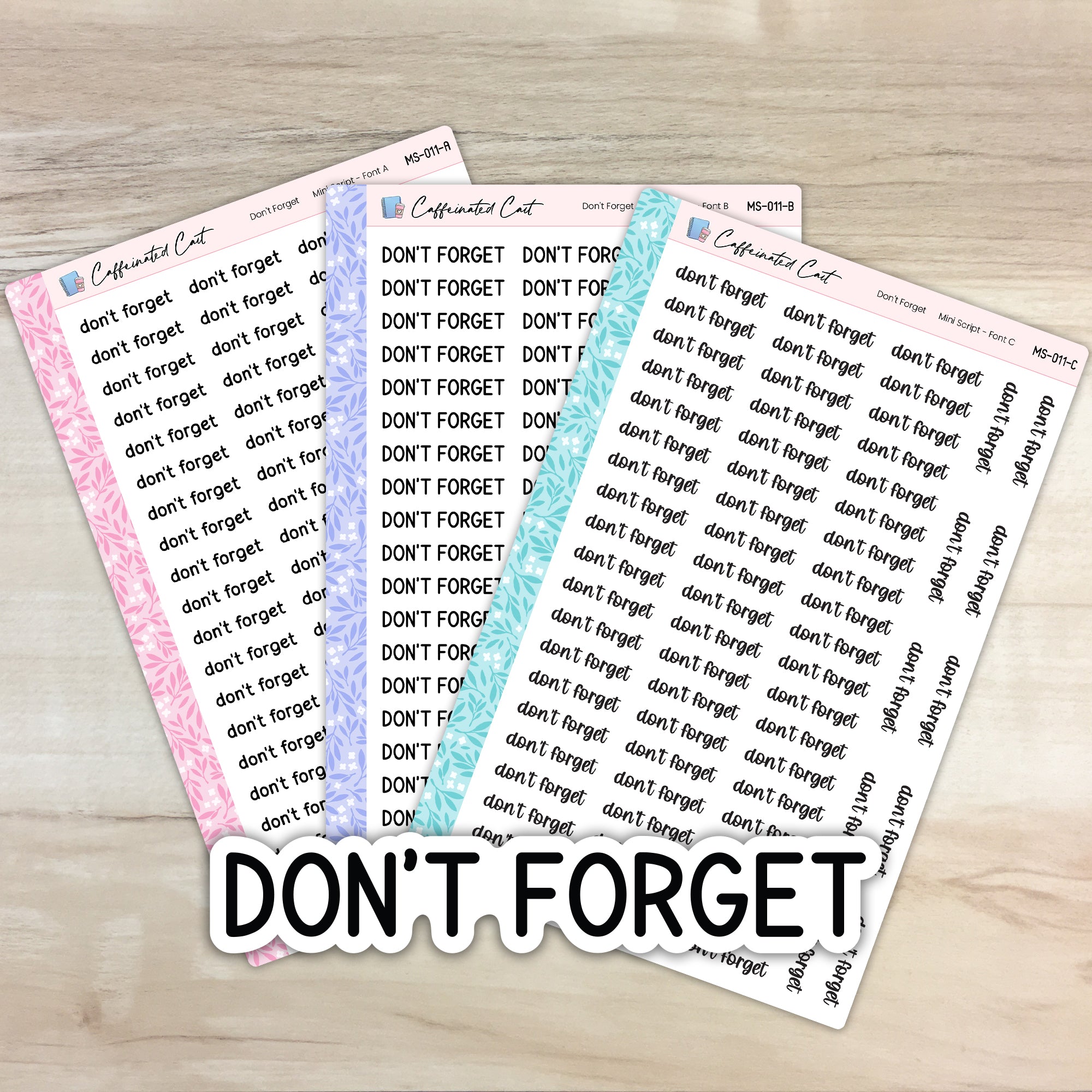 Don't Forget - Mini Script Planner Stickers