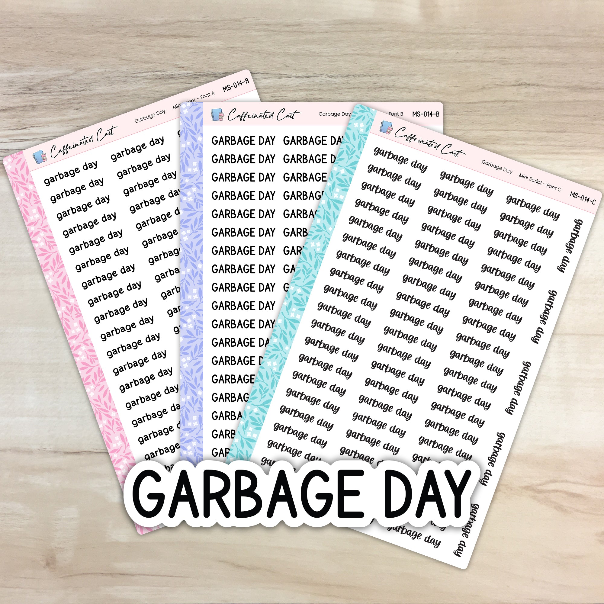 Garbage Day - Mini Script Planner Stickers