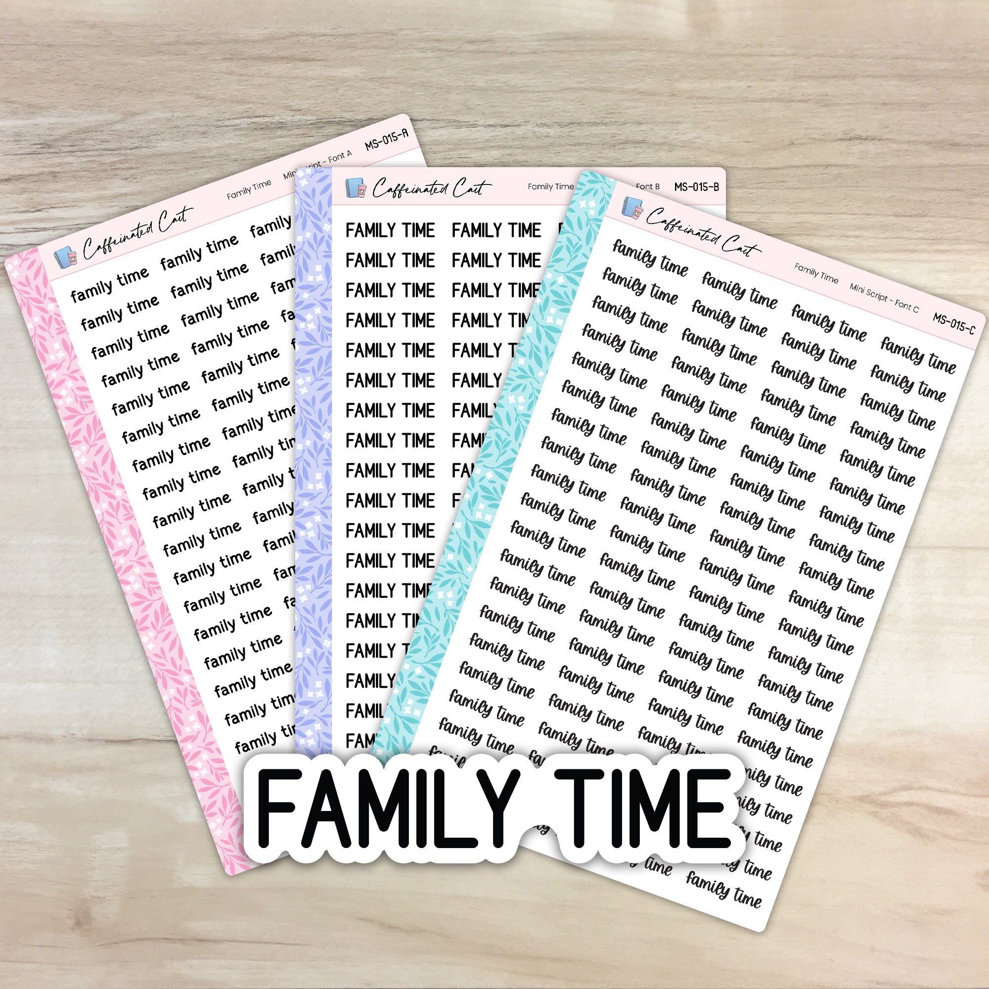 Family Time - Mini Script Planner Stickers