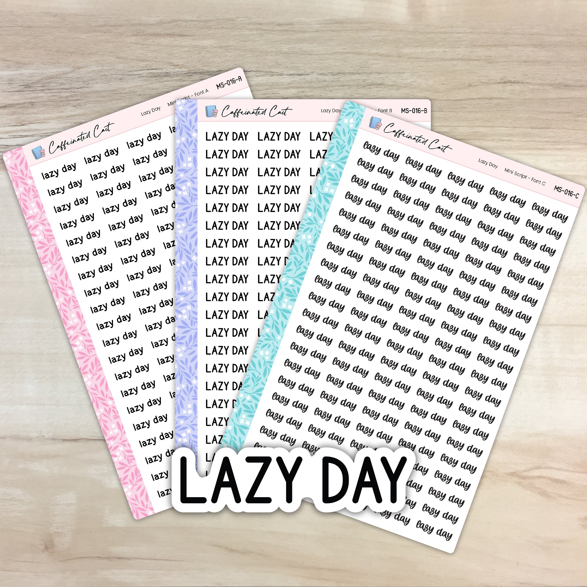 Lazy Day - Mini Script Planner Stickers