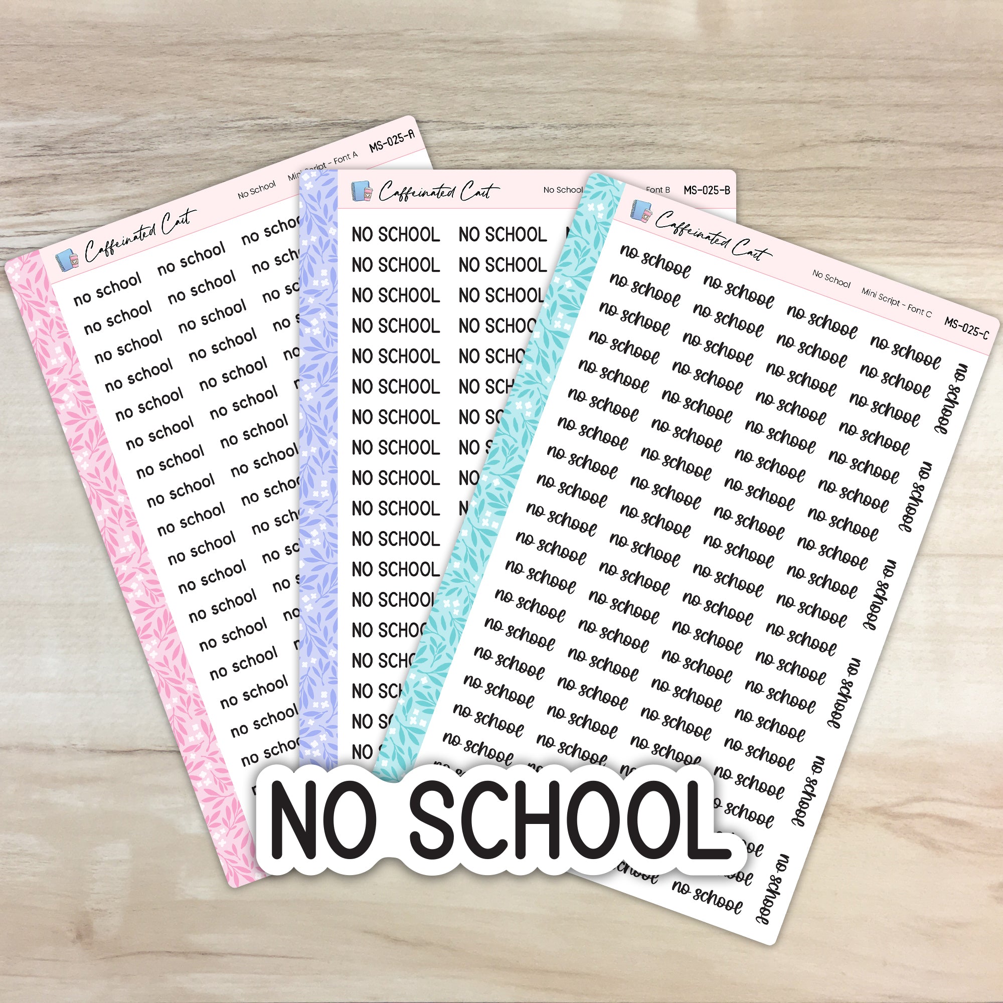 No School - Mini Script Planner Stickers