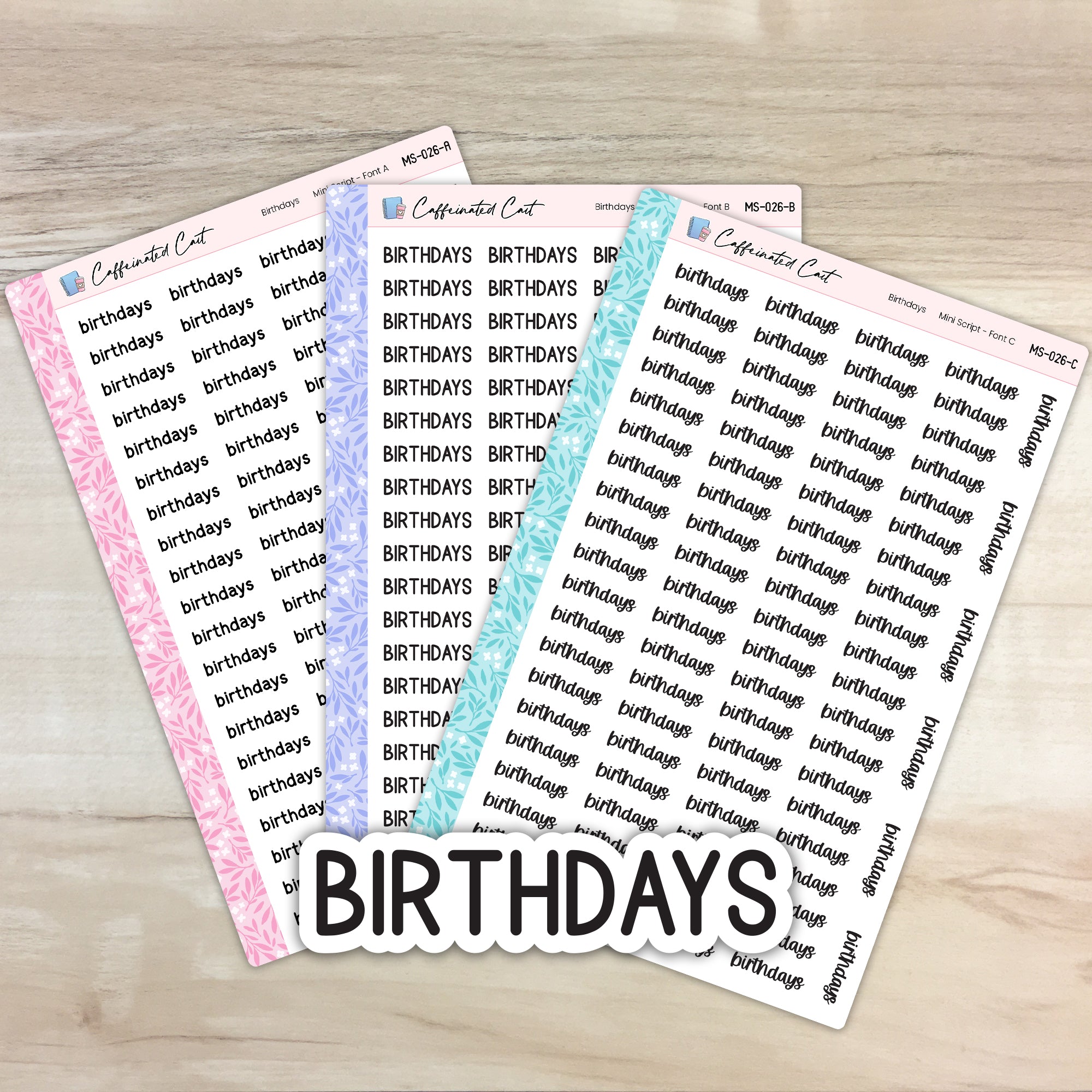 Birthdays - Mini Script Planner Stickers