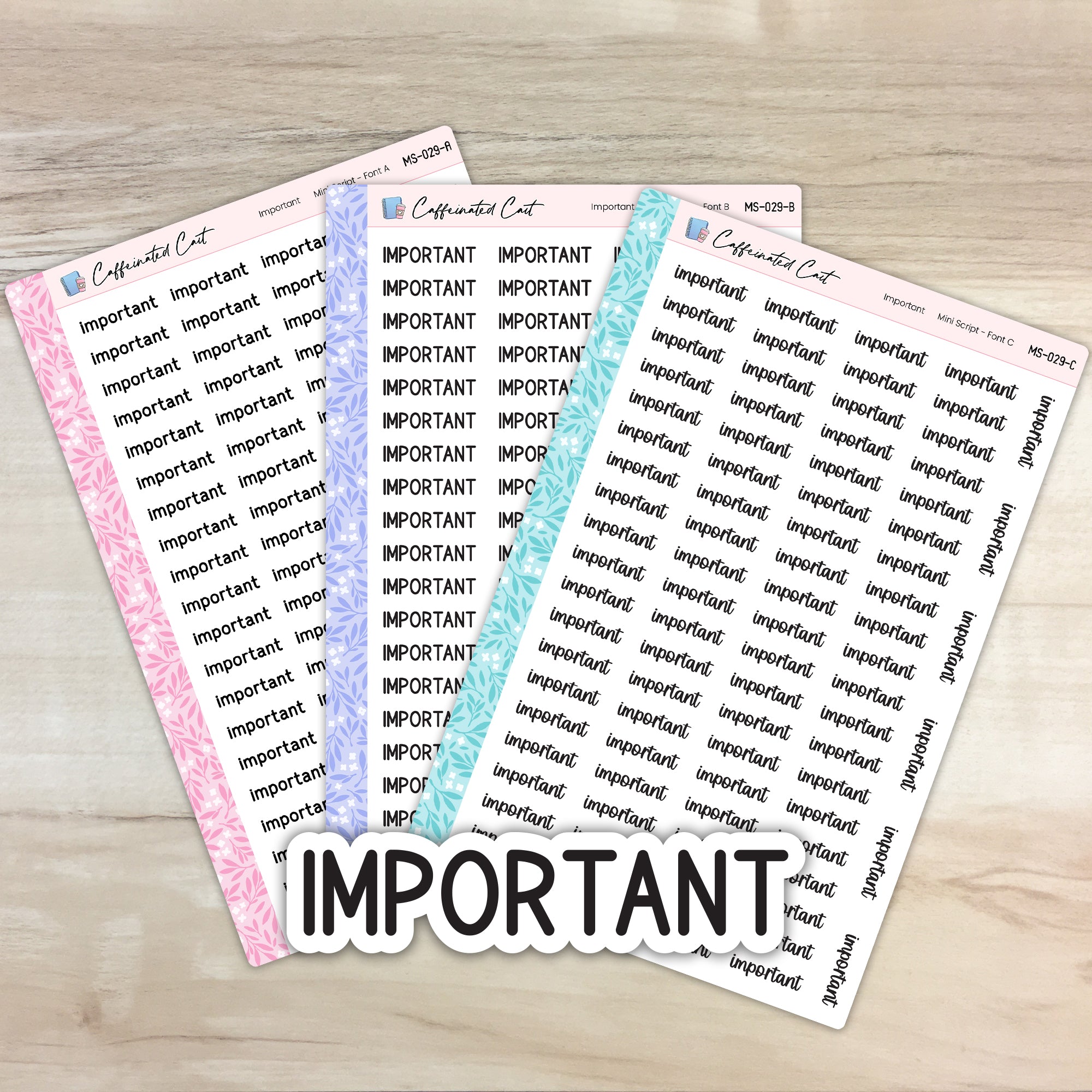 Important - Mini Script Planner Stickers