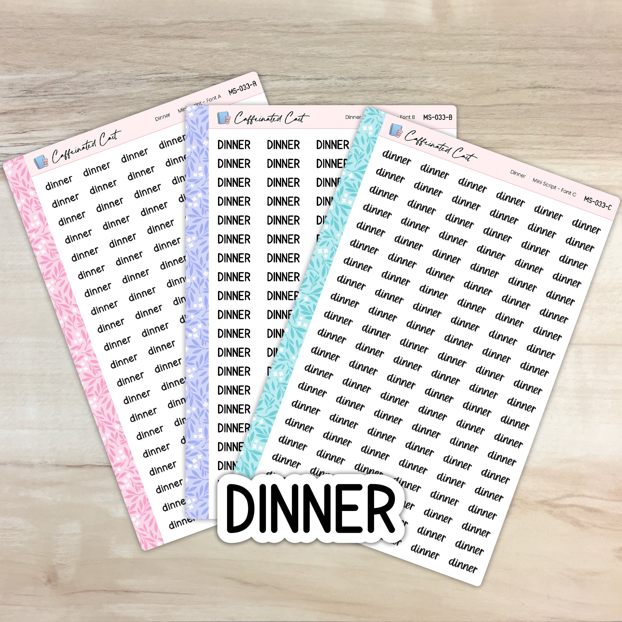 Dinner - Mini Script Planner Stickers