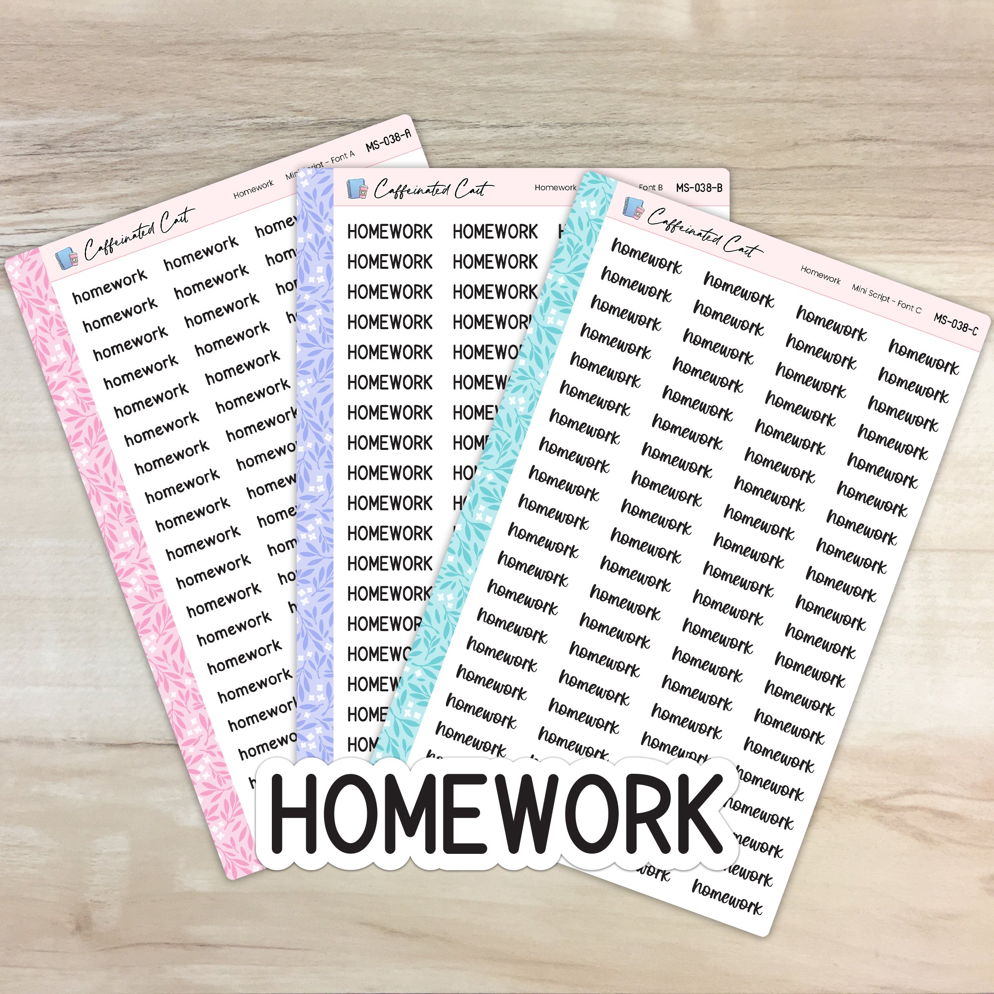 Homework - Mini Script Planner Stickers