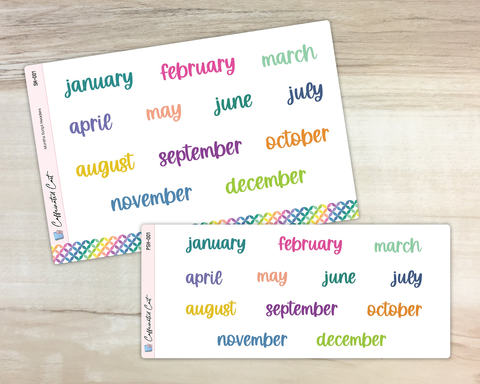 Month Script Header Stickers - Font C