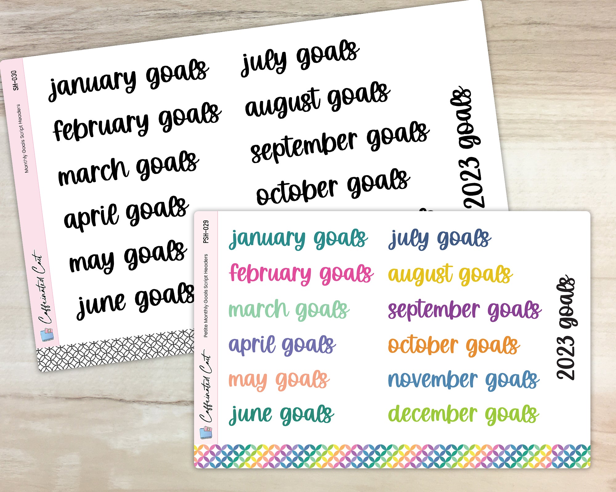 Monthly Goals Script Header Stickers - Font C